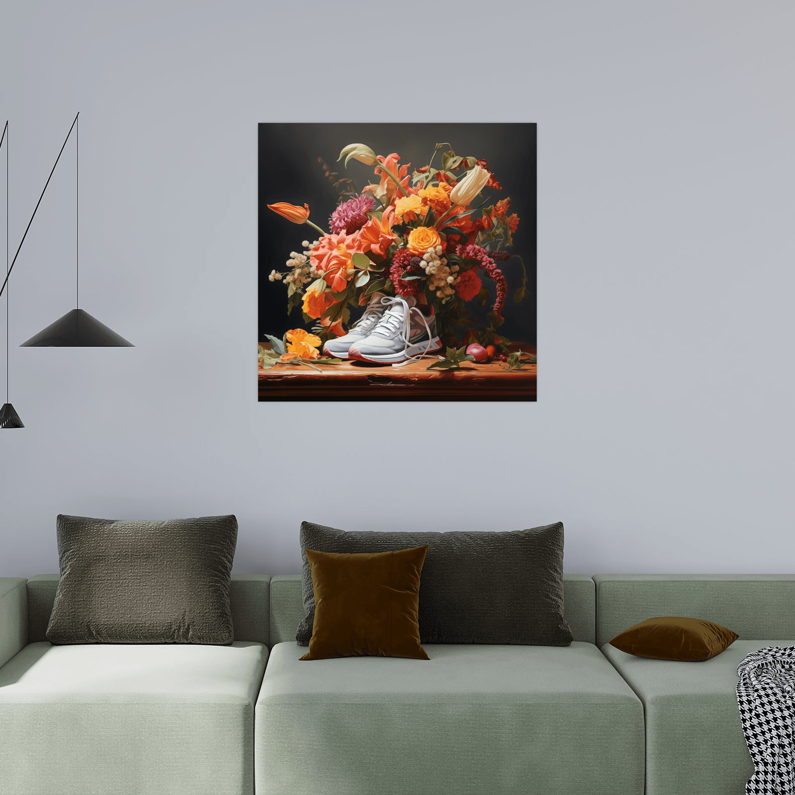 Floral bouquet with the Nike shoes - ArtDeco Canvas