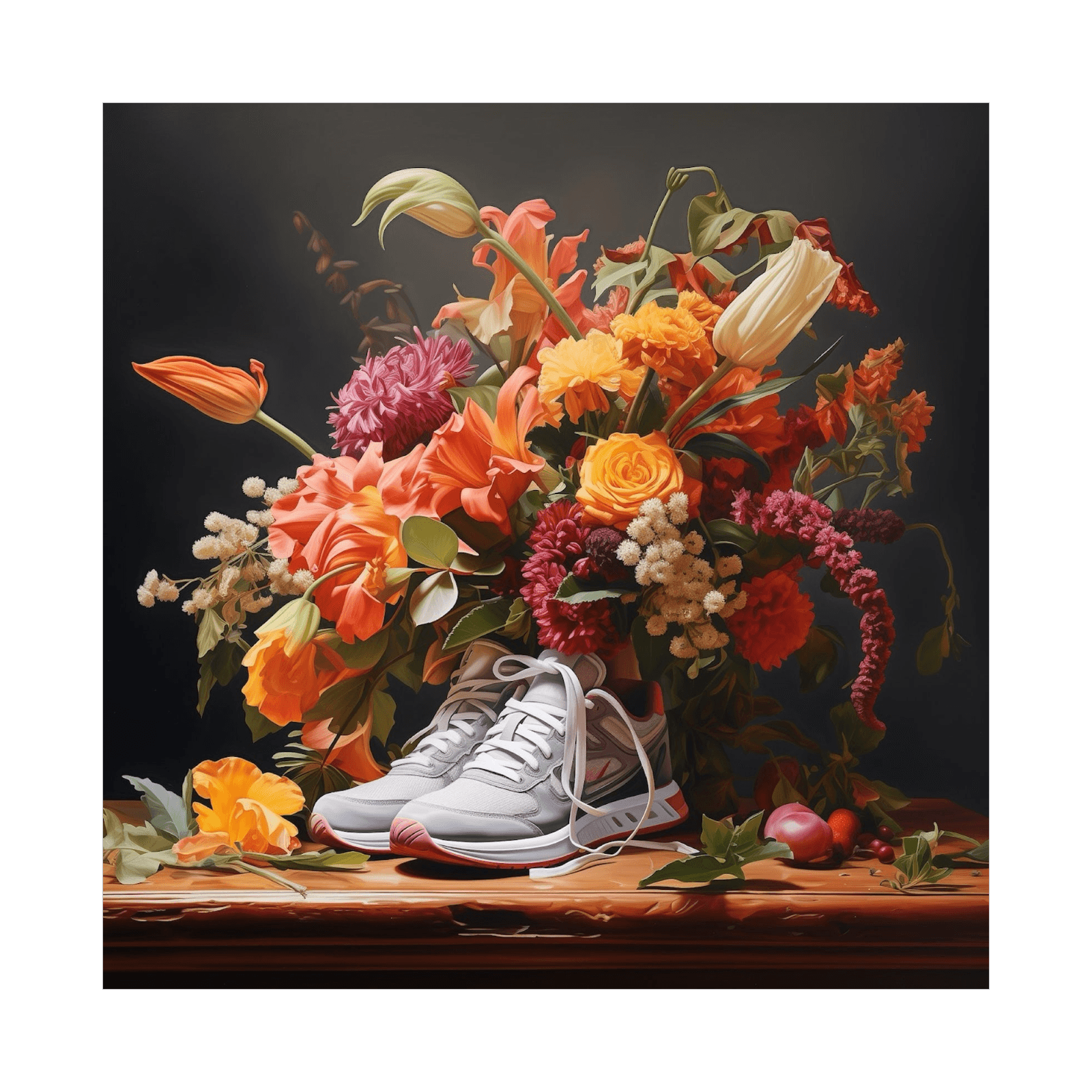 Floral bouquet with the Nike shoes - ArtDeco Canvas