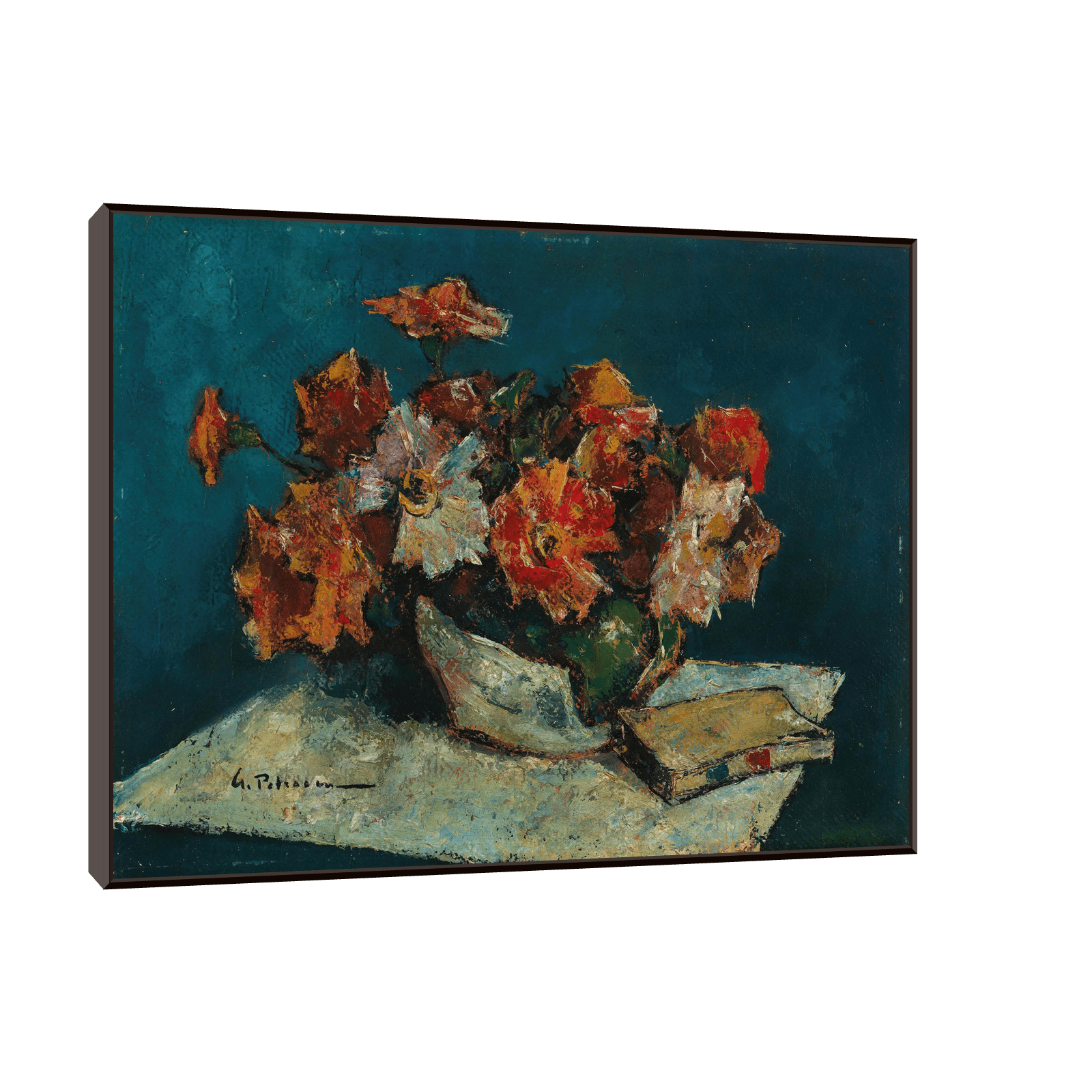 Flowers and a Book, Gheorghe Petraşcu - ArtDeco Canvas