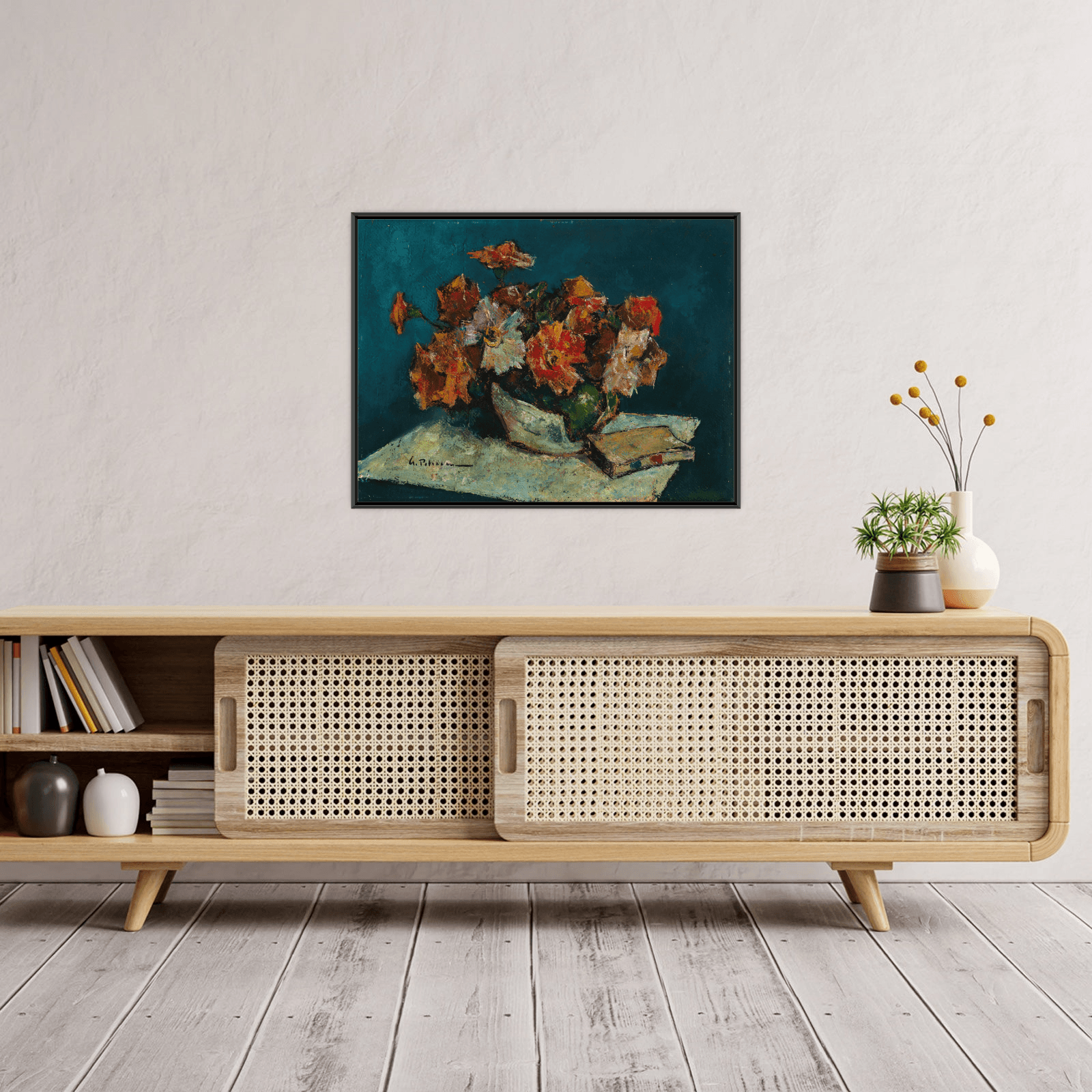 Flowers and a Book, Gheorghe Petraşcu - ArtDeco Canvas