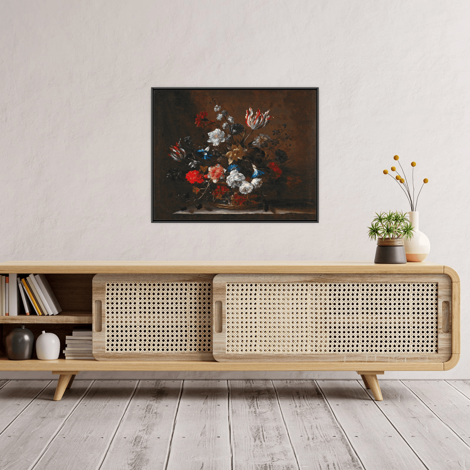 Flowers in a basket, Nicolas Baudesson - ArtDeco Canvas