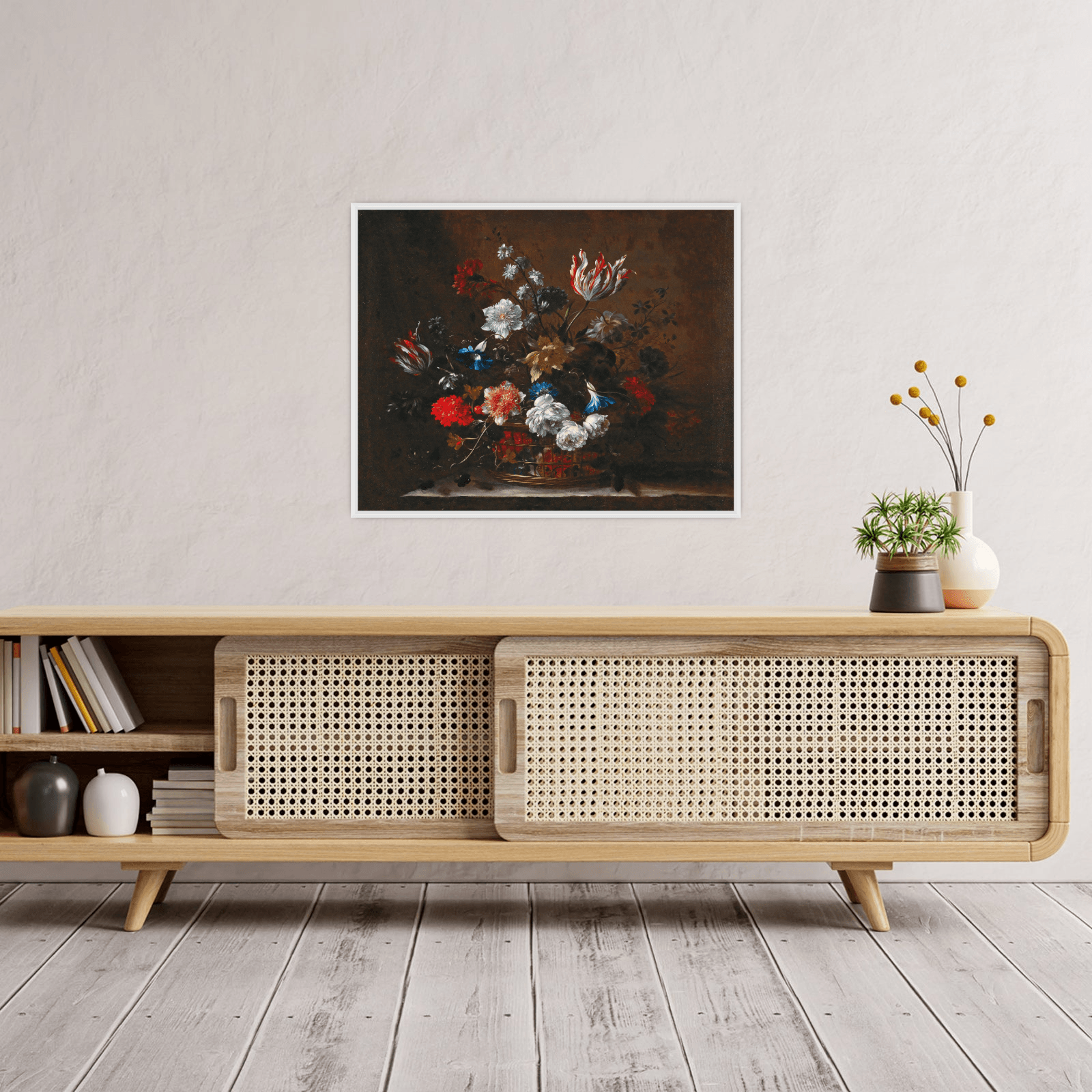 Flowers in a basket, Nicolas Baudesson - ArtDeco Canvas