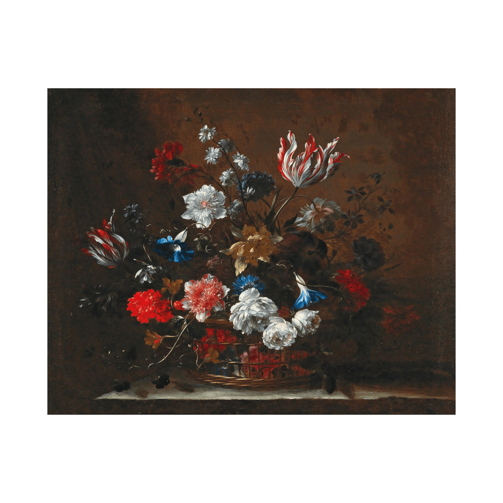 Flowers in a basket, Nicolas Baudesson - ArtDeco Canvas