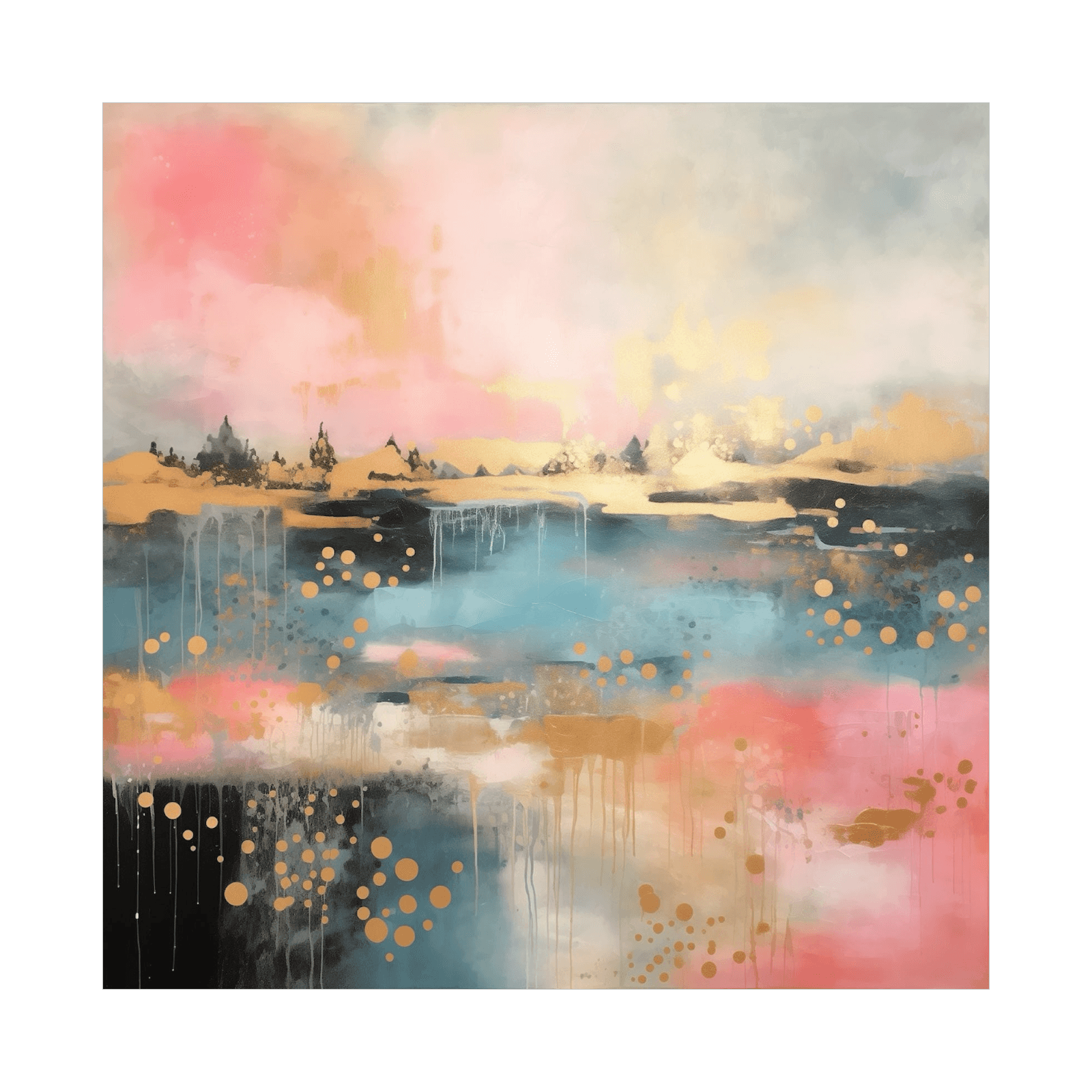 Forest lake pink reflection - ArtDeco Canvas