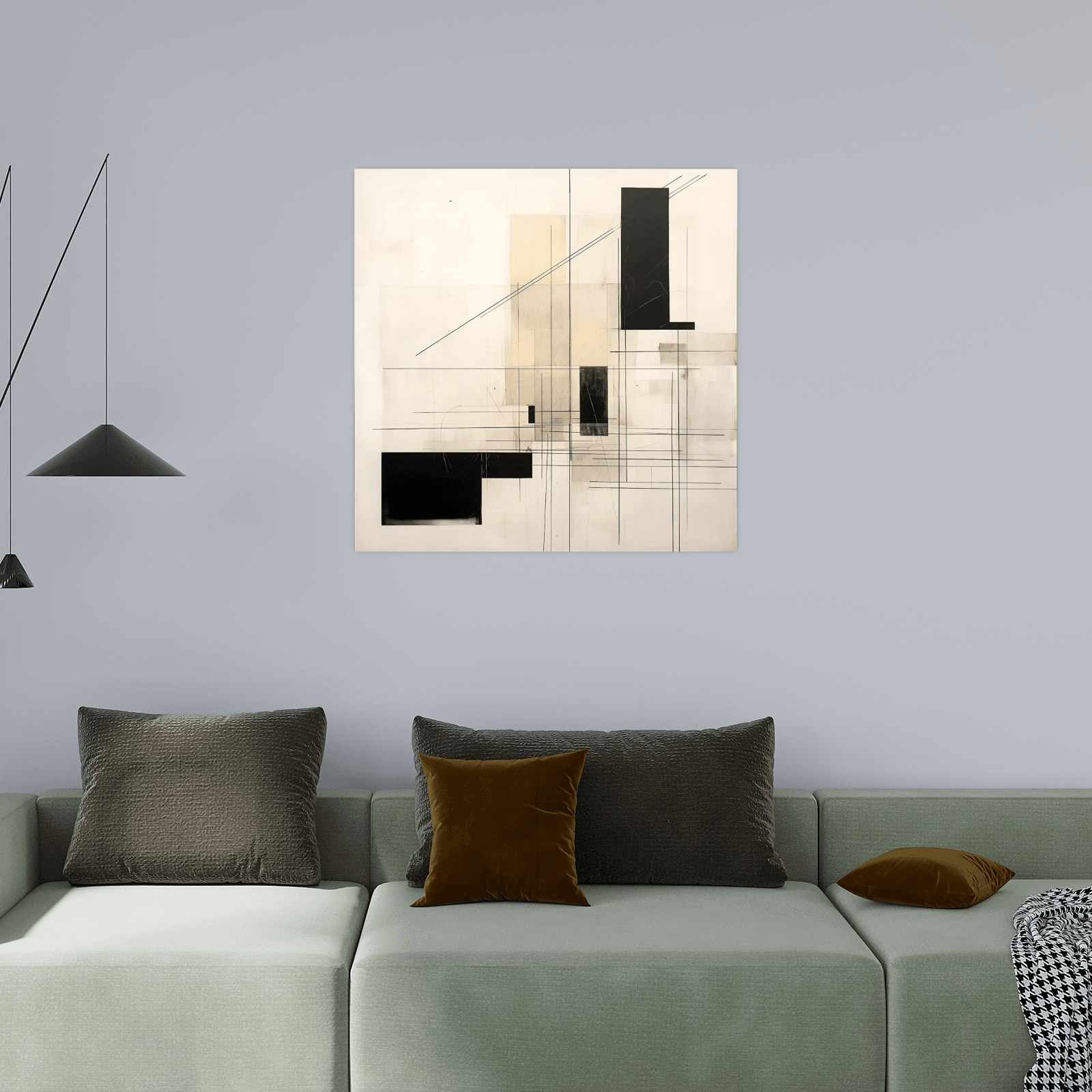 Geometric shapes in beige and black - ArtDeco Canvas