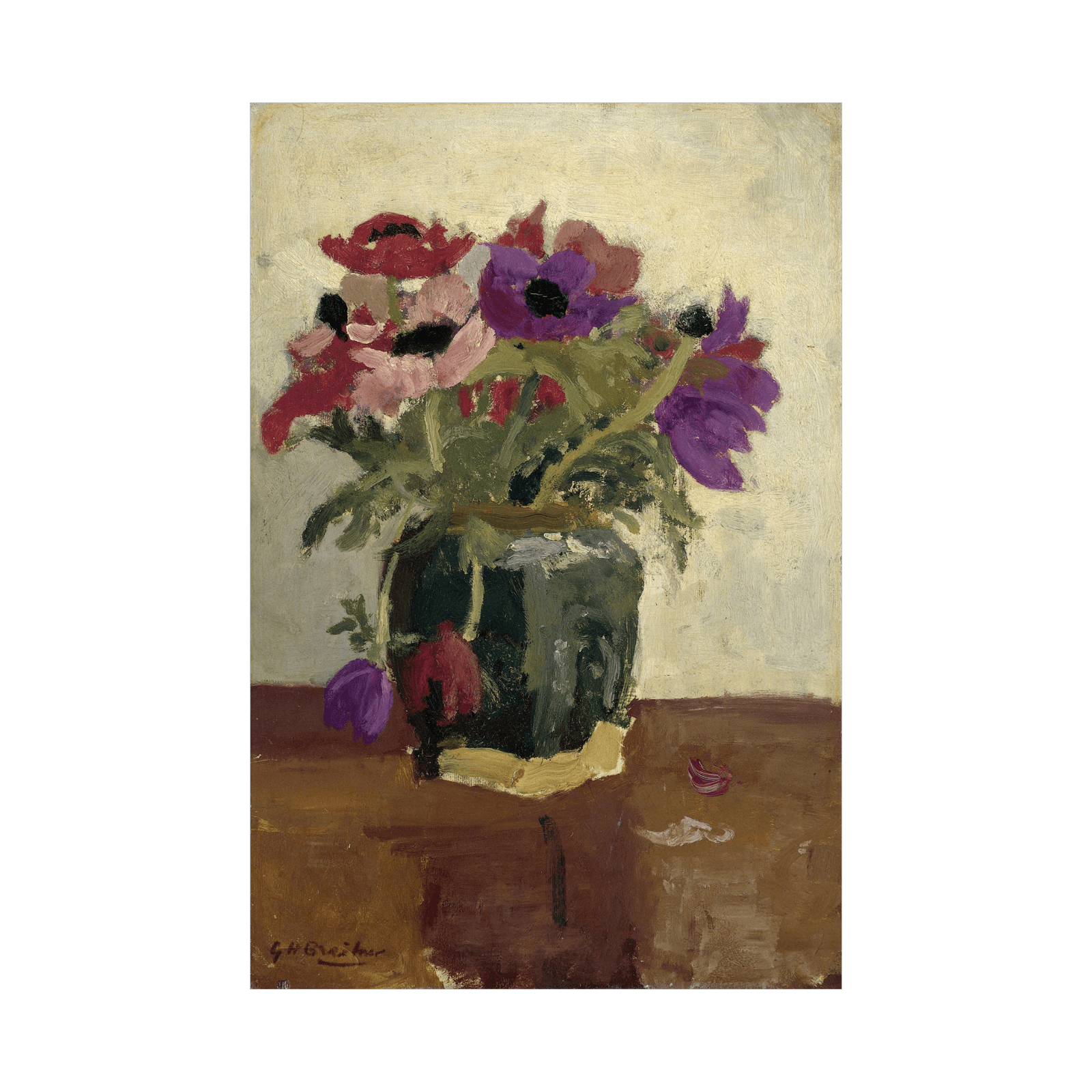 Ginger Pot wit Anemones, George Hendrik Breitner - ArtDeco Canvas