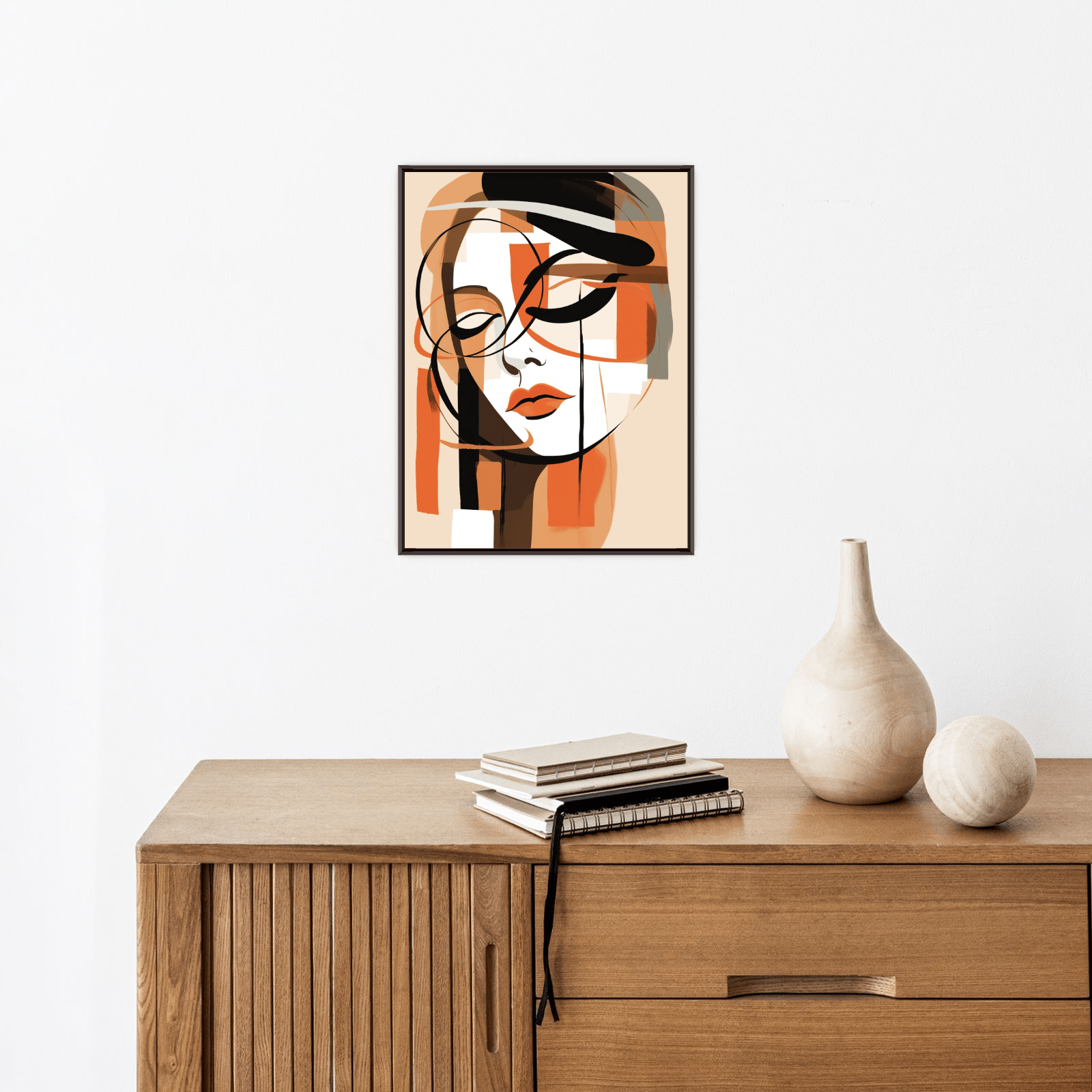 Girl with they eyes closed on beige - ArtDeco Canvas