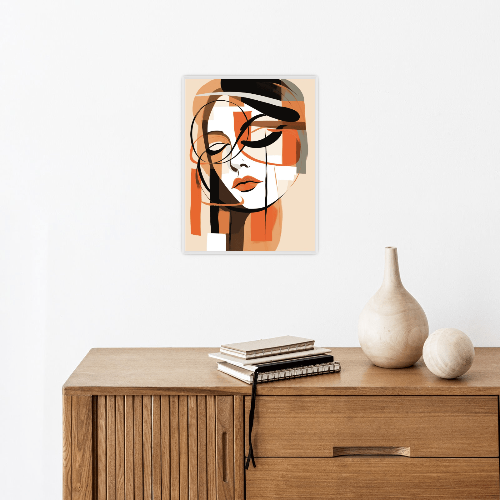 Girl with they eyes closed on beige - ArtDeco Canvas