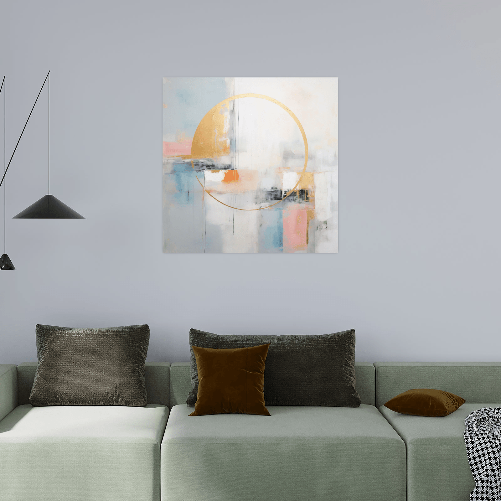 Golden Sun on the pastel background - ArtDeco Canvas