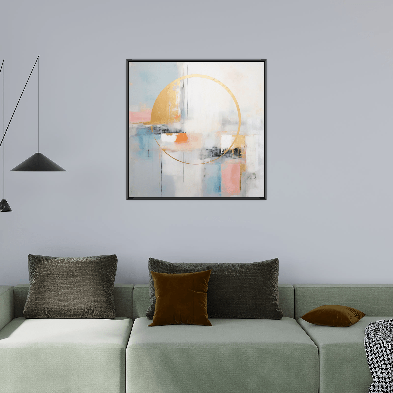 Golden Sun on the pastel background - ArtDeco Canvas