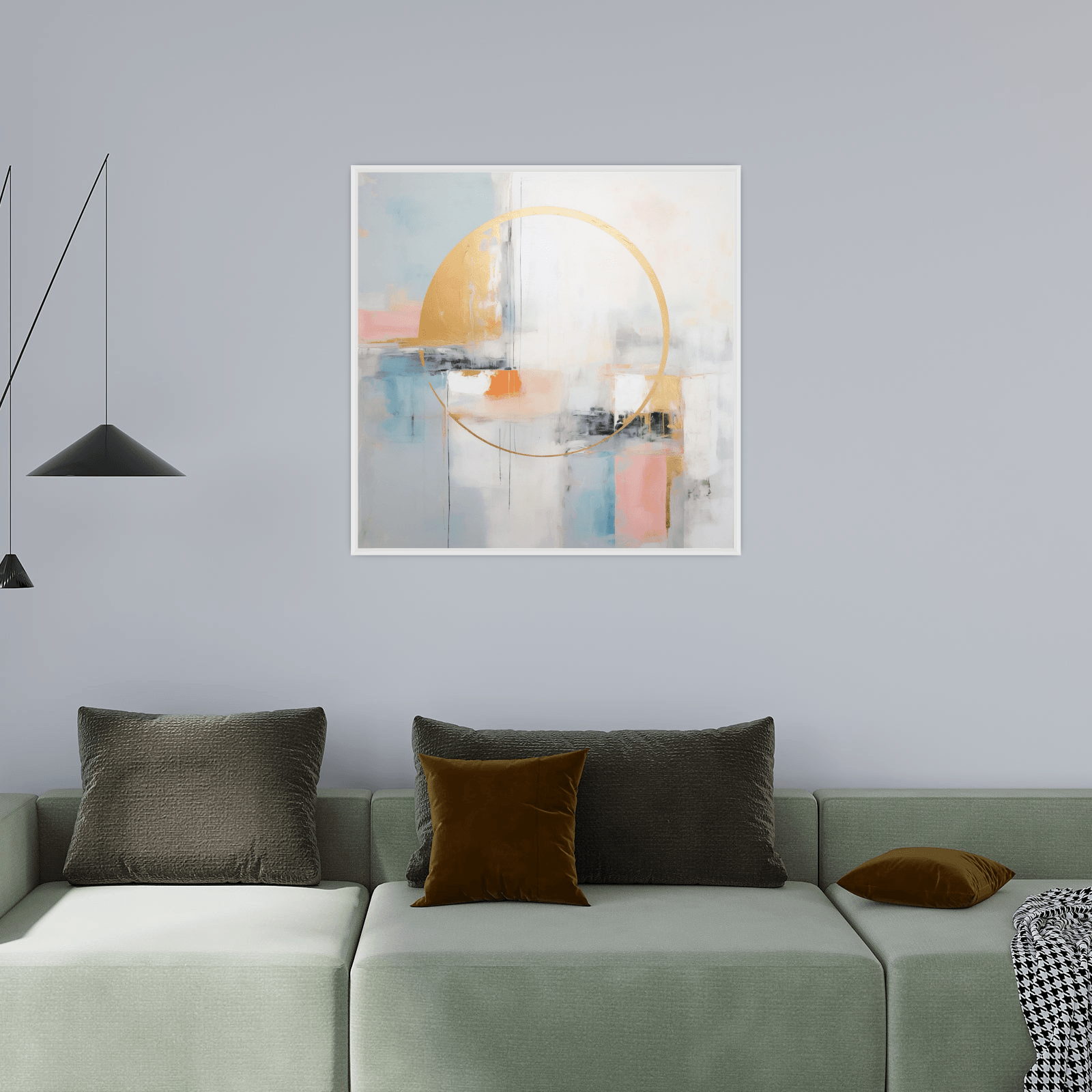 Golden Sun on the pastel background - ArtDeco Canvas