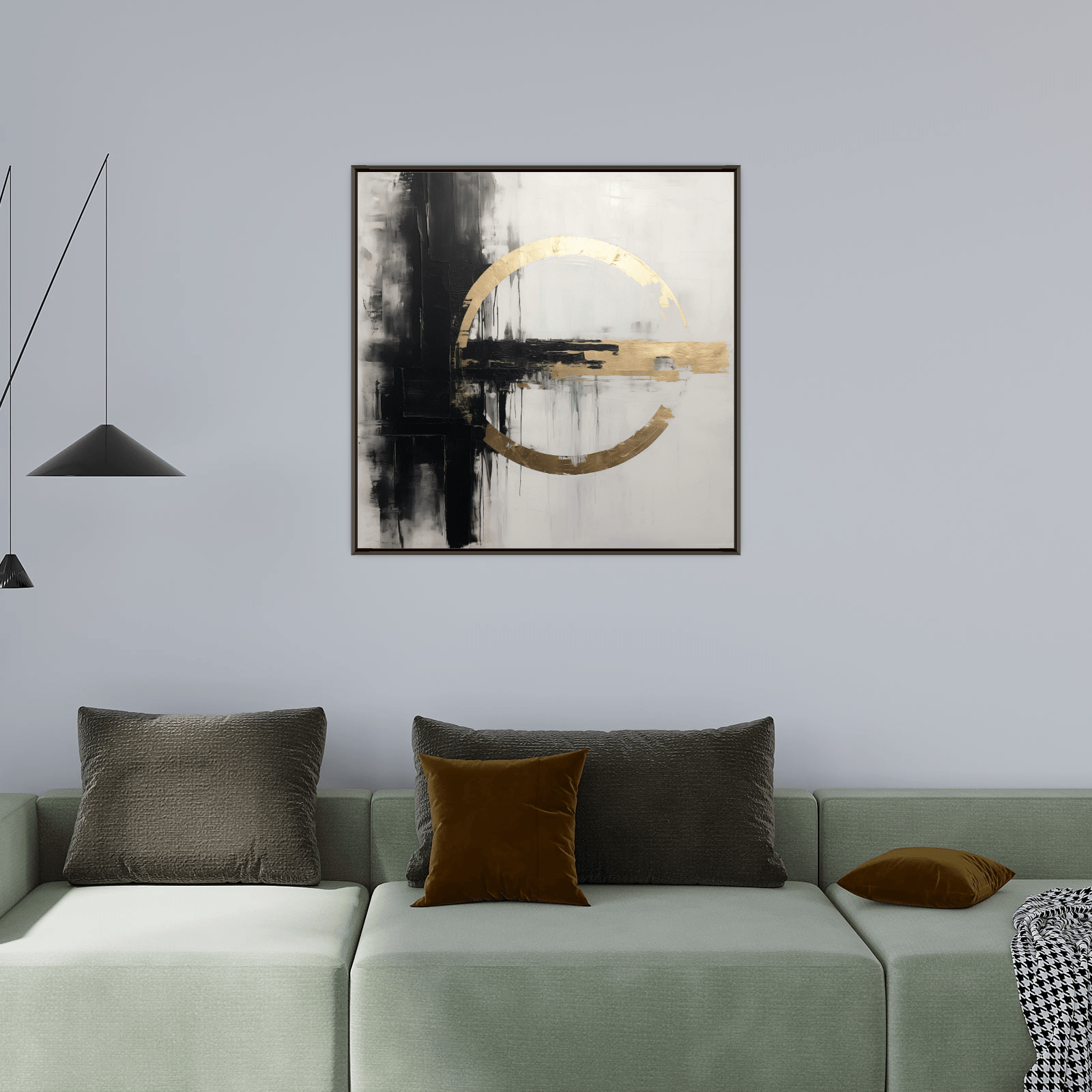 Golden circle on Black&White background - ArtDeco Canvas