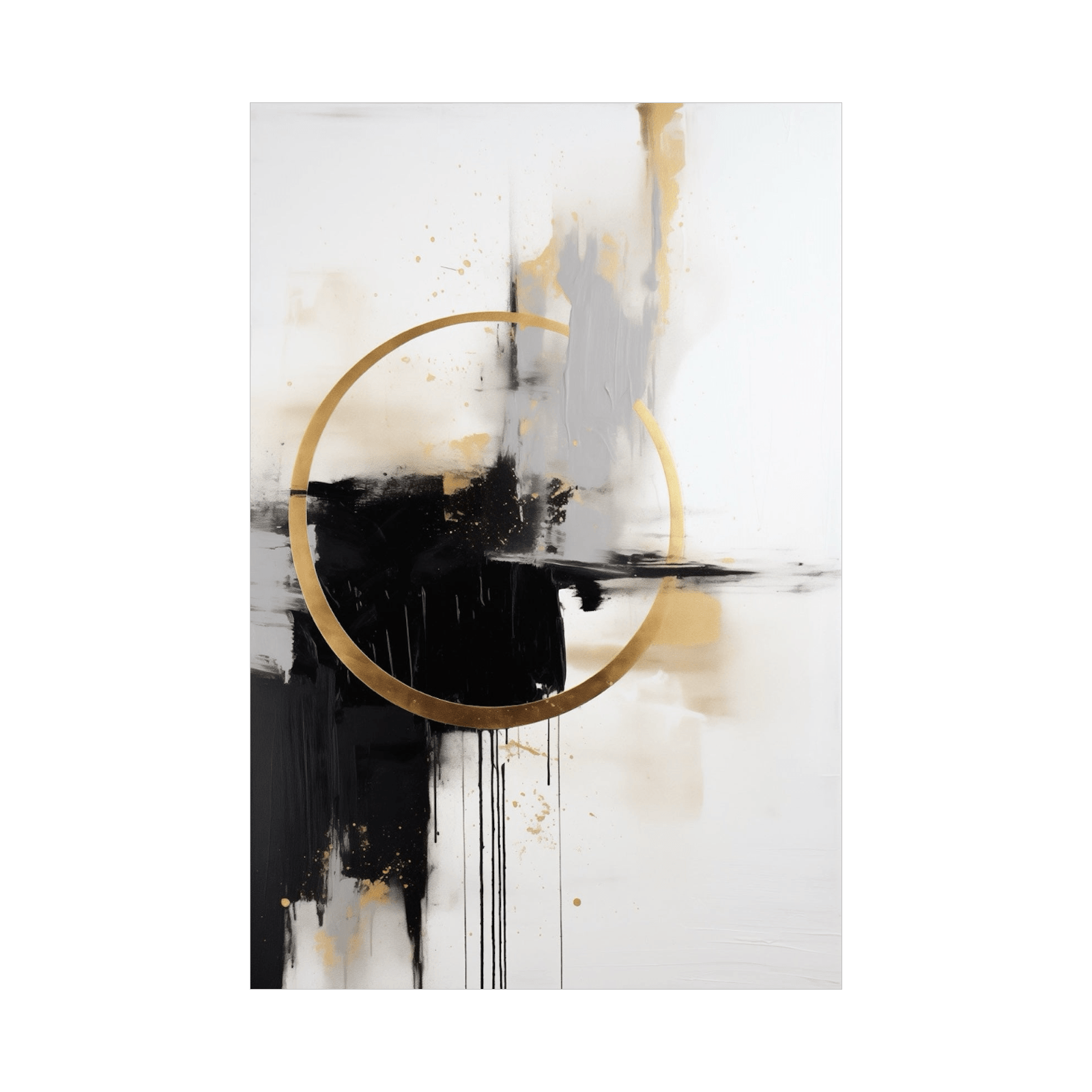 Golden circle on black&white - ArtDeco Canvas