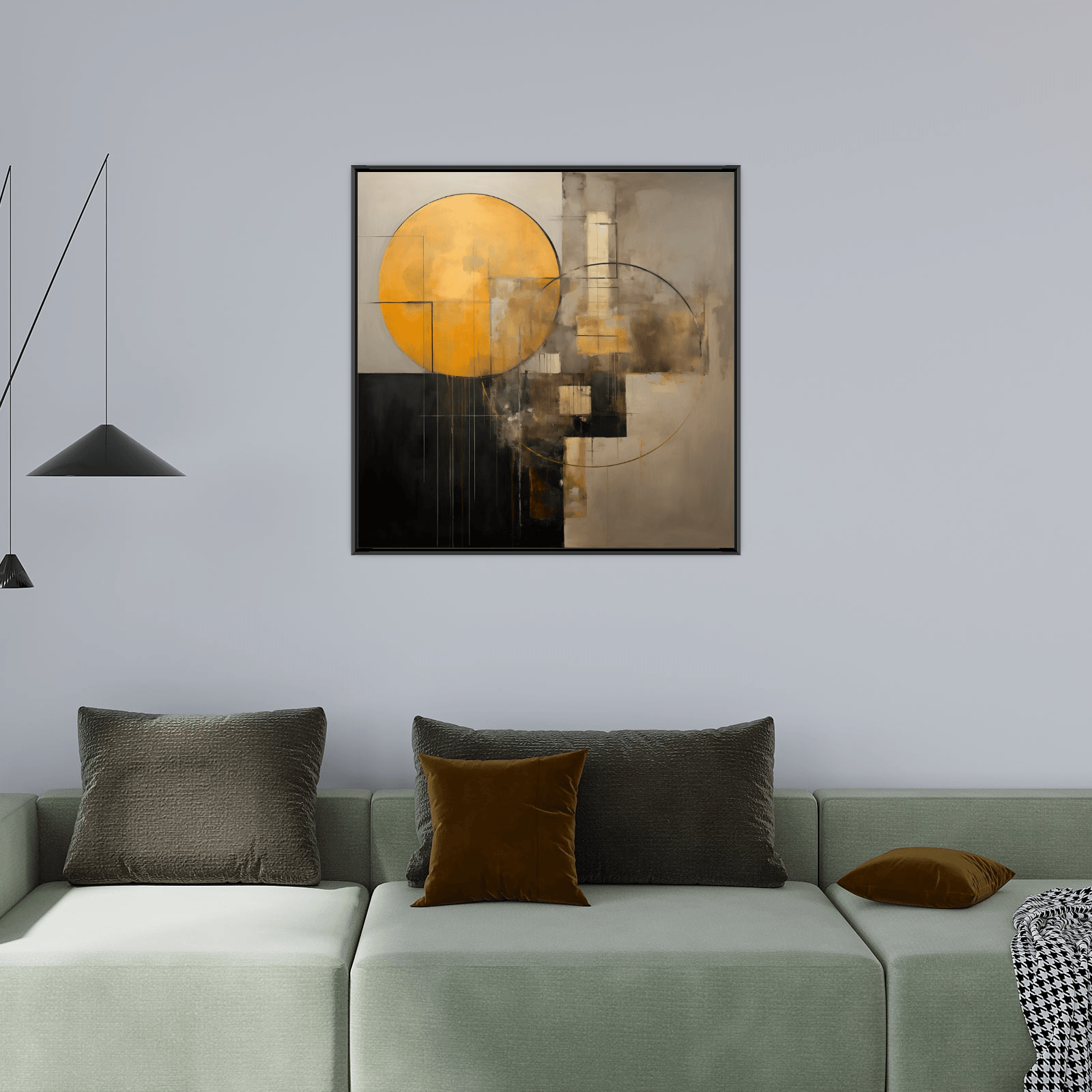 Golden circle reflection on the wall - ArtDeco Canvas