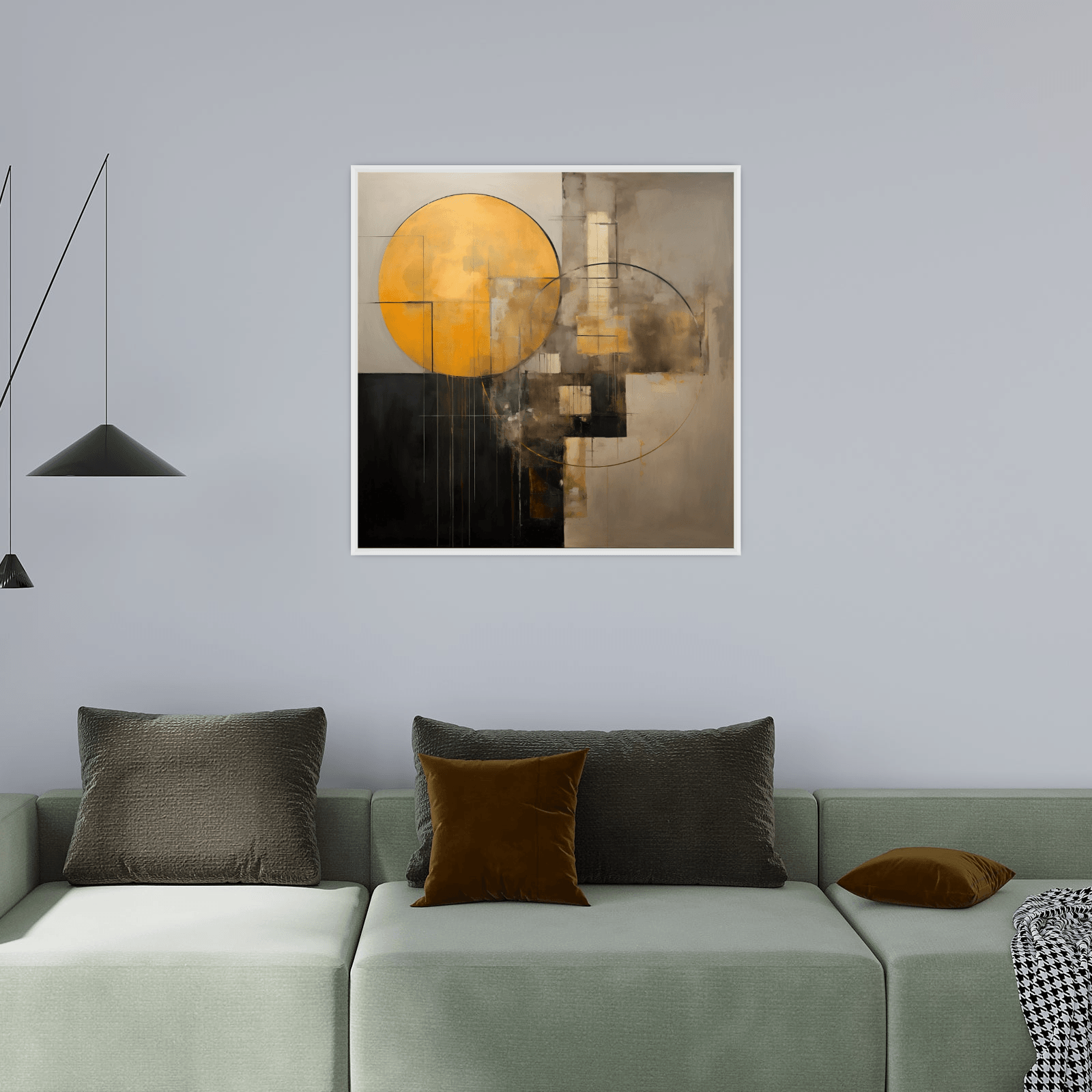 Golden circle reflection on the wall - ArtDeco Canvas