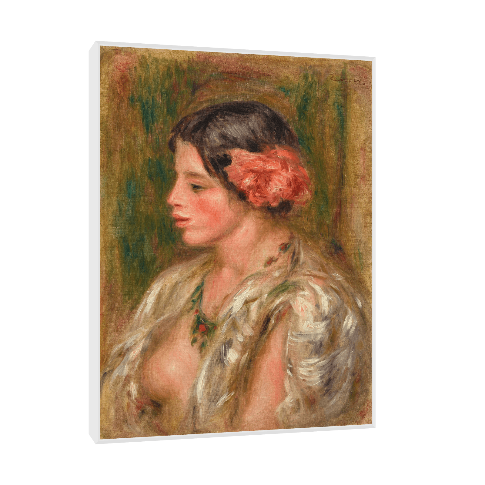 Jeune femme à la rose, Pierre-Auguste Renoir - ArtDeco Canvas