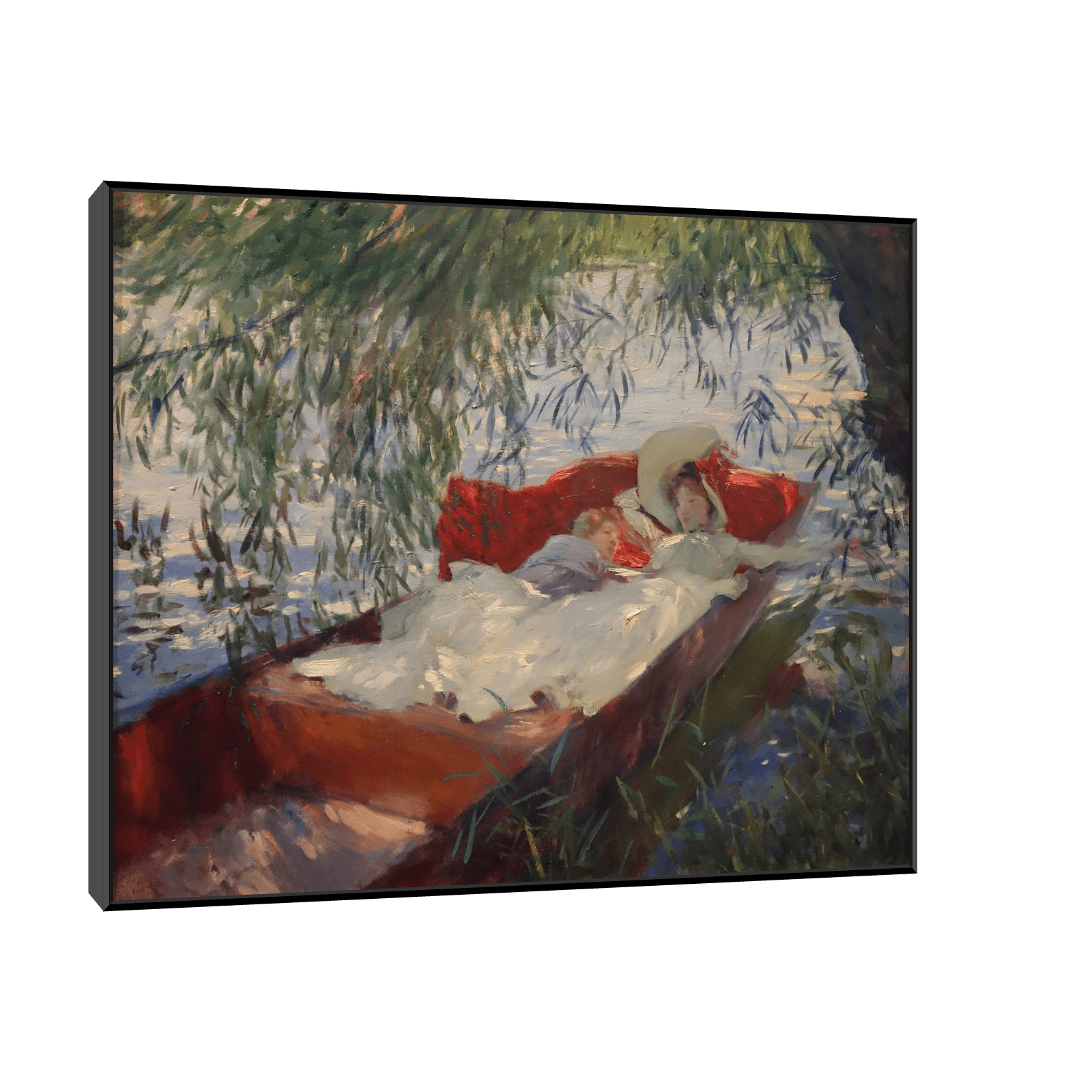 Lady and Child Asleep in a Punt under the Willows, John Singer Sargent - ArtDeco Canvas