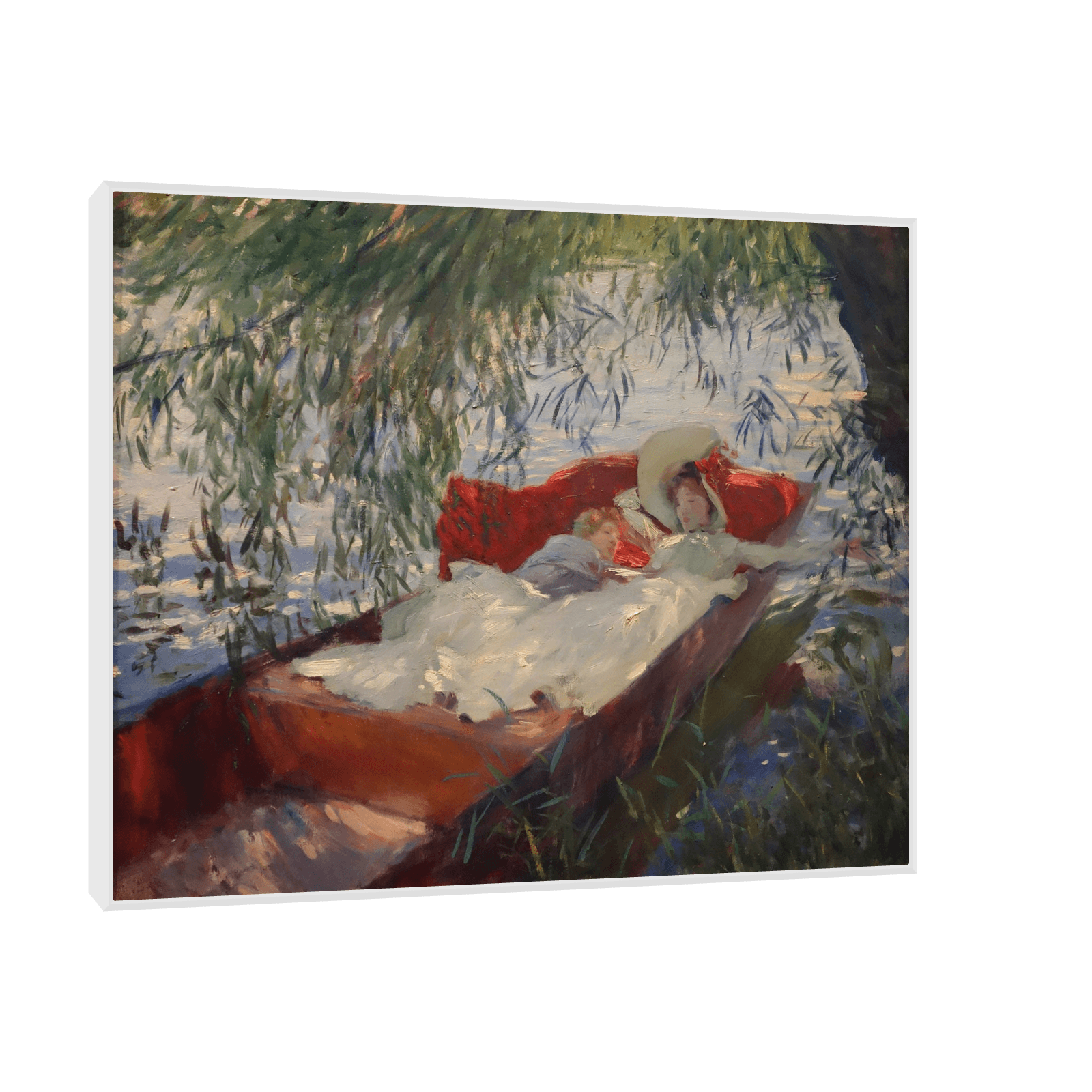 Lady and Child Asleep in a Punt under the Willows, John Singer Sargent - ArtDeco Canvas