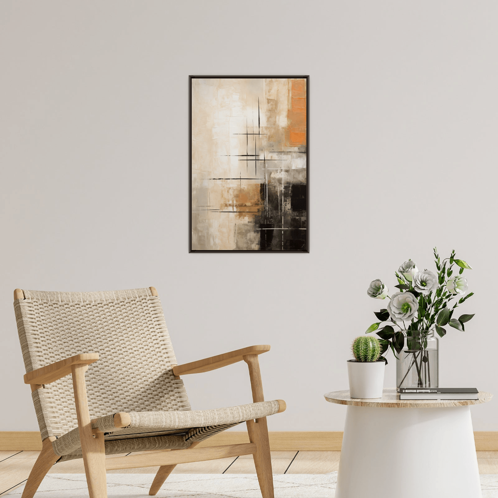 Linear pattern on the brown background - ArtDeco Canvas