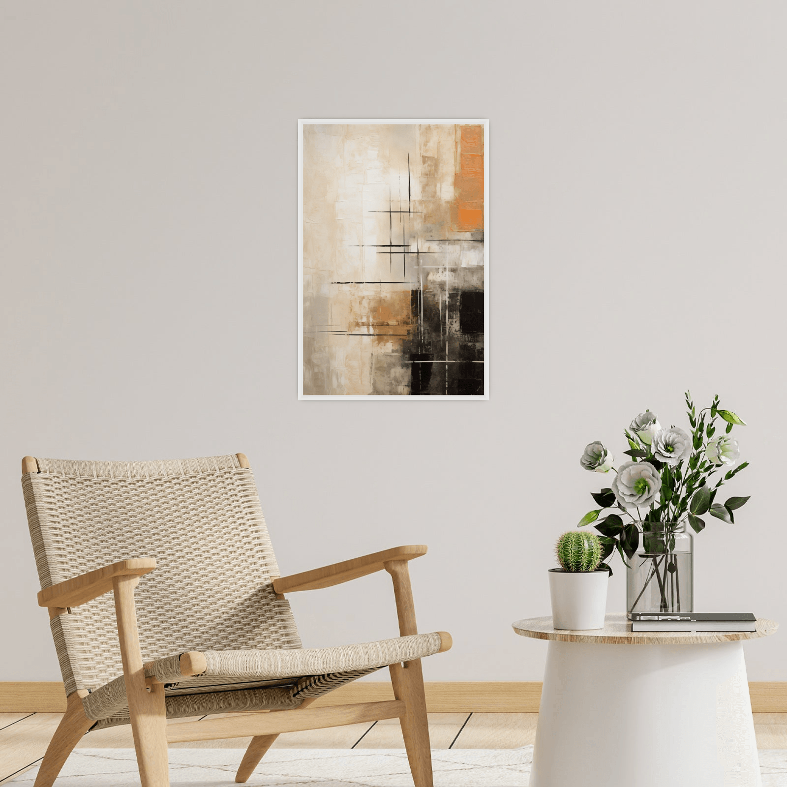 Linear pattern on the brown background - ArtDeco Canvas