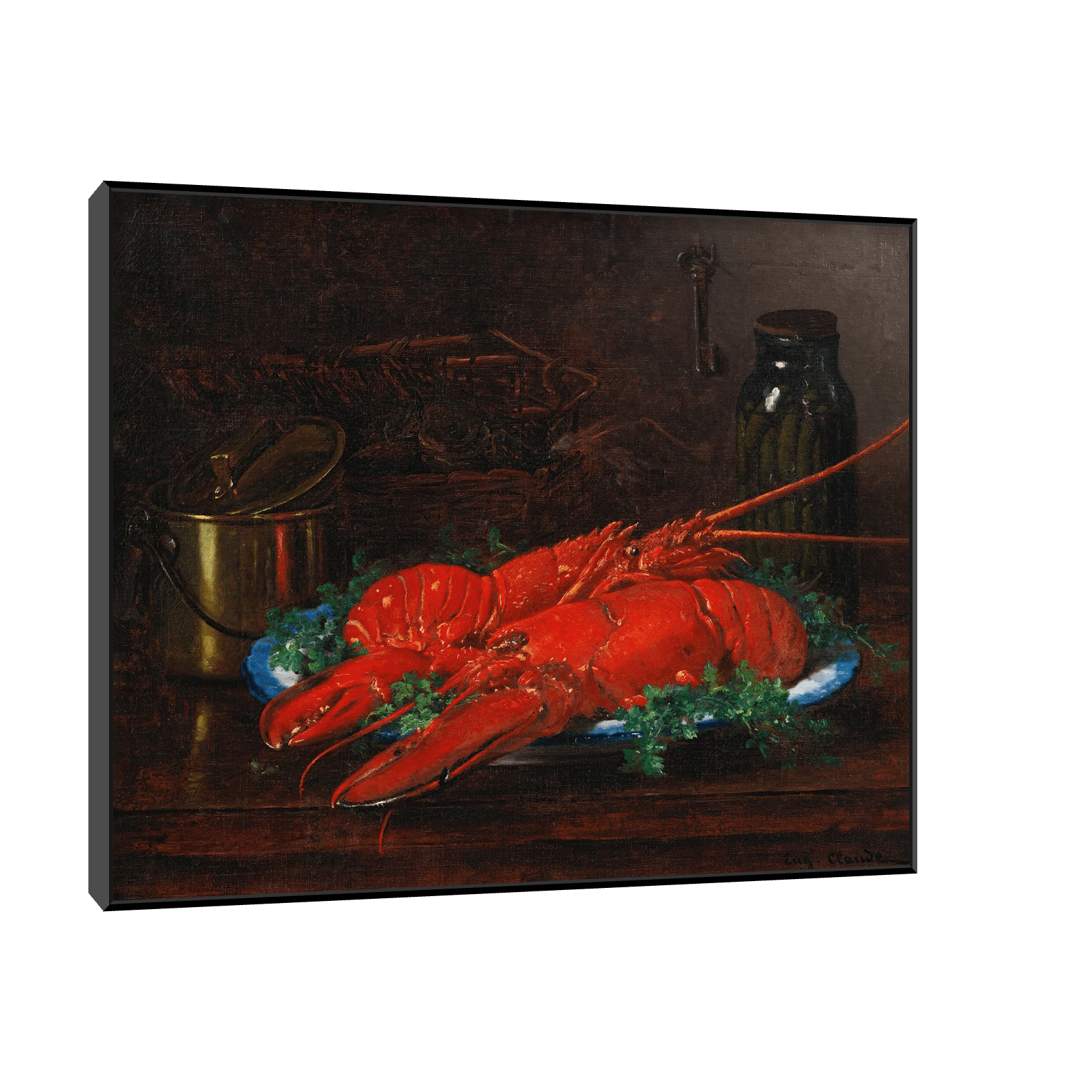 Lobster With A Copper Pot On A Ledge, Eugène Claude - ArtDeco Canvas