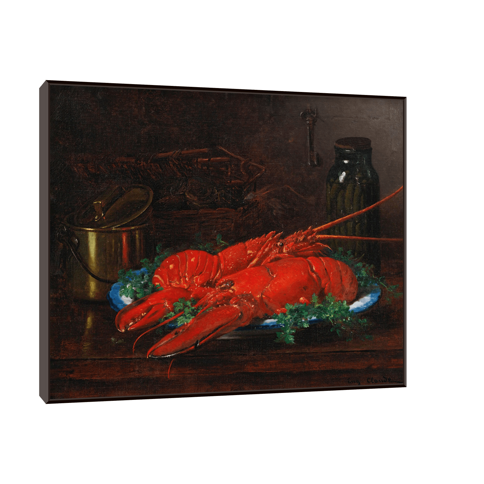 Lobster With A Copper Pot On A Ledge, Eugène Claude - ArtDeco Canvas