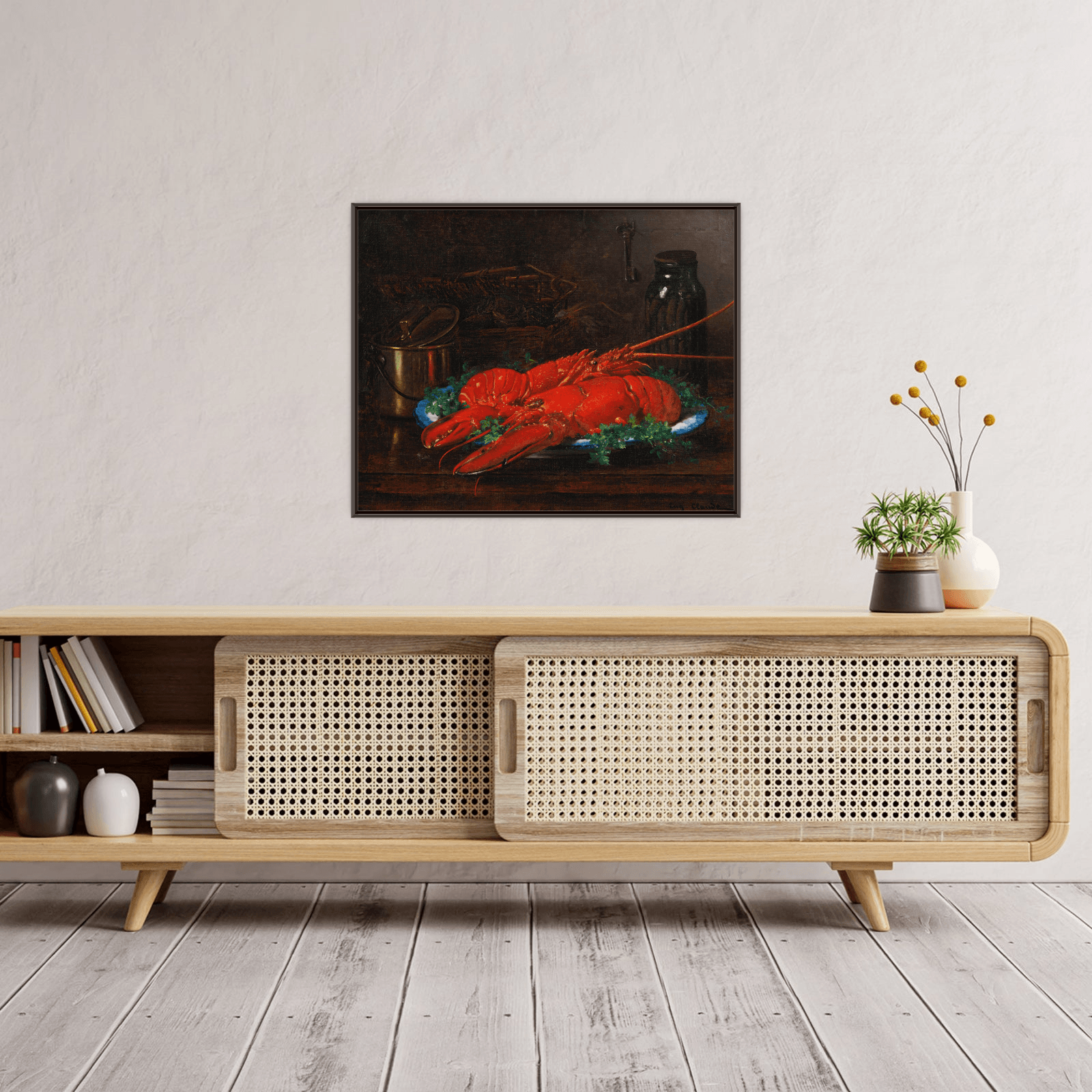 Lobster With A Copper Pot On A Ledge, Eugène Claude - ArtDeco Canvas