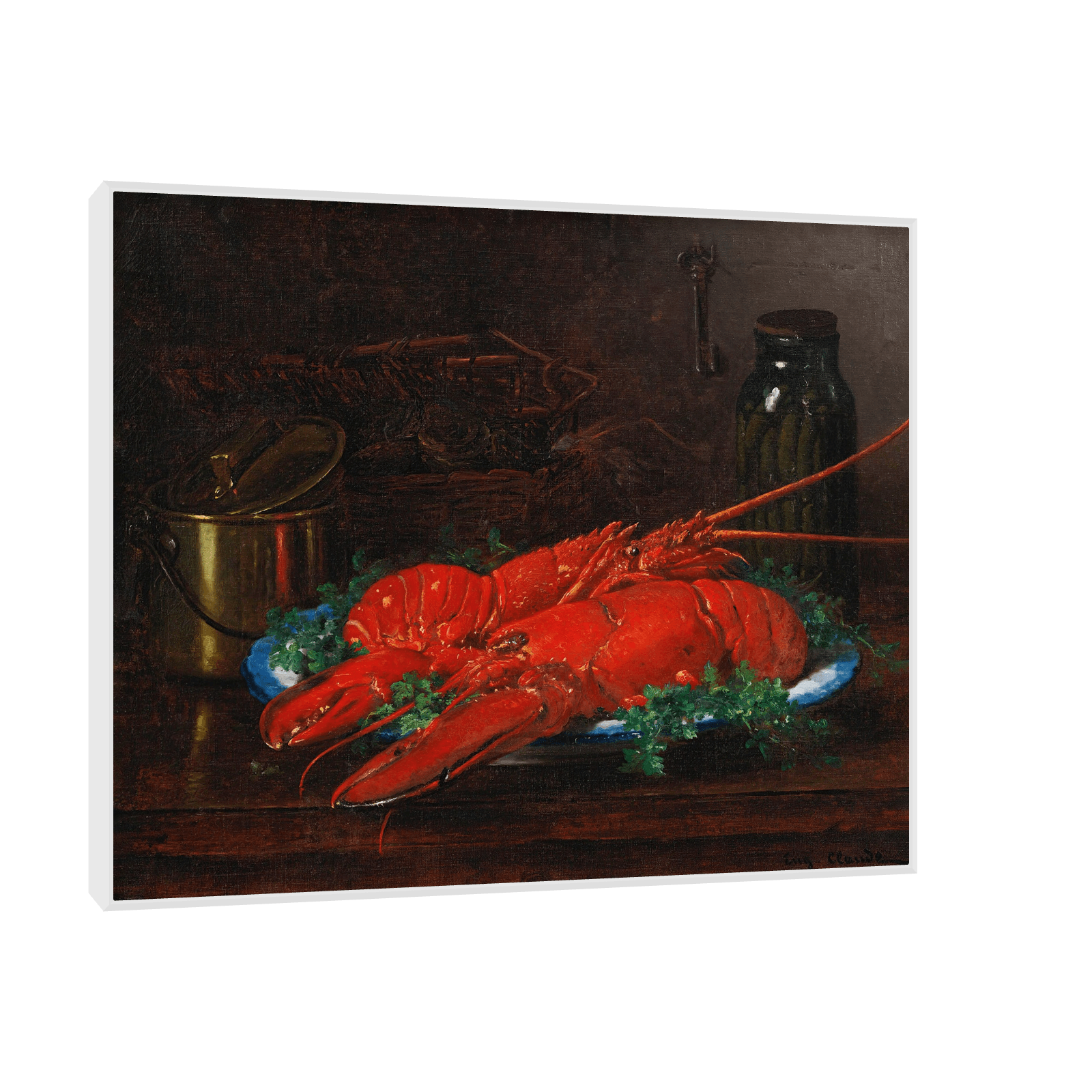 Lobster With A Copper Pot On A Ledge, Eugène Claude - ArtDeco Canvas