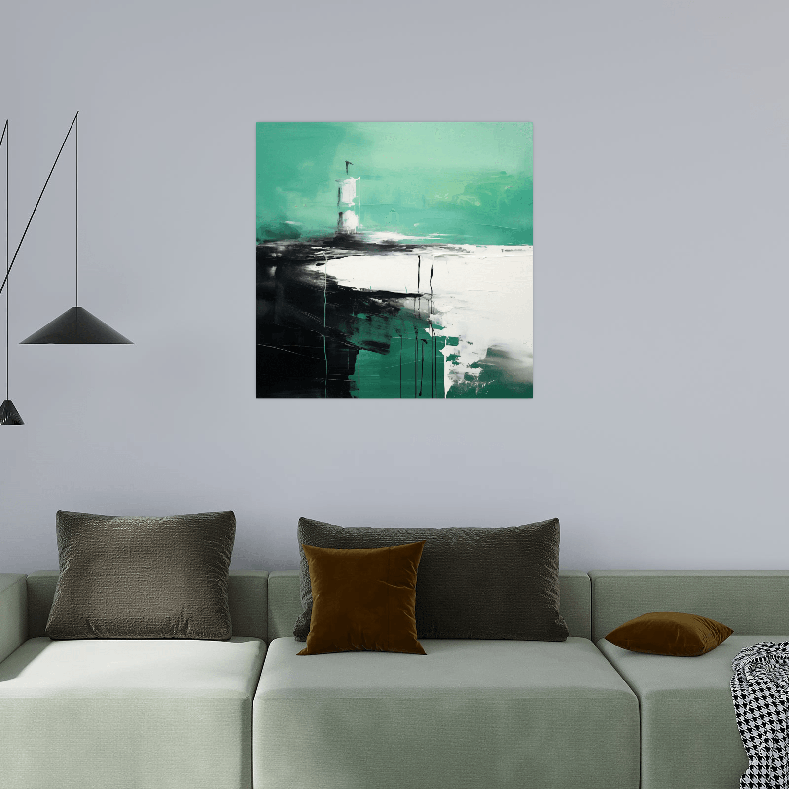 Lonely lighthouse toward the storm - ArtDeco Canvas