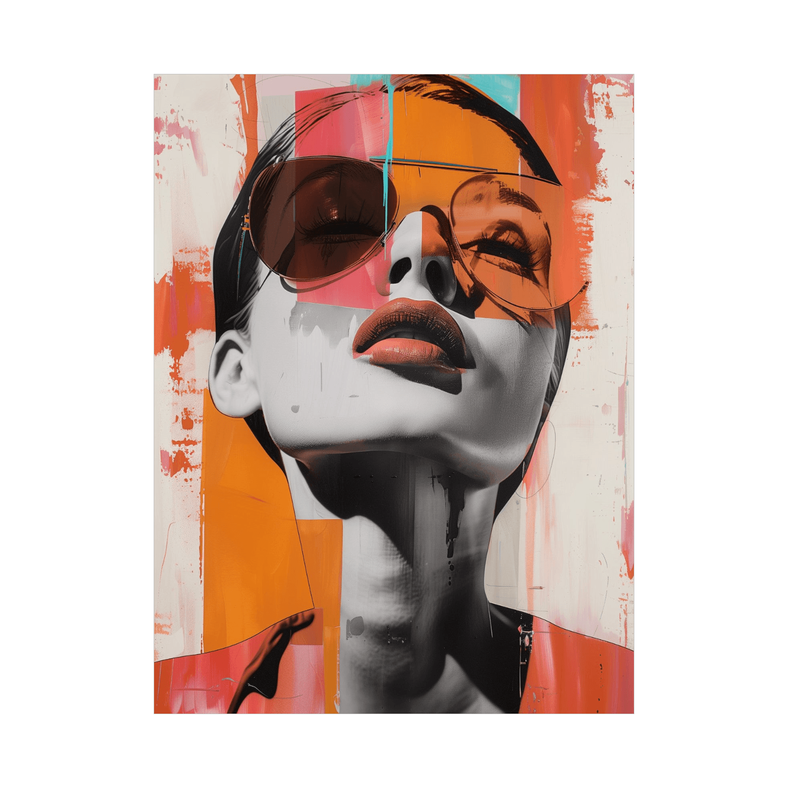 Modern girl with broken sunglasses - ArtDeco Canvas