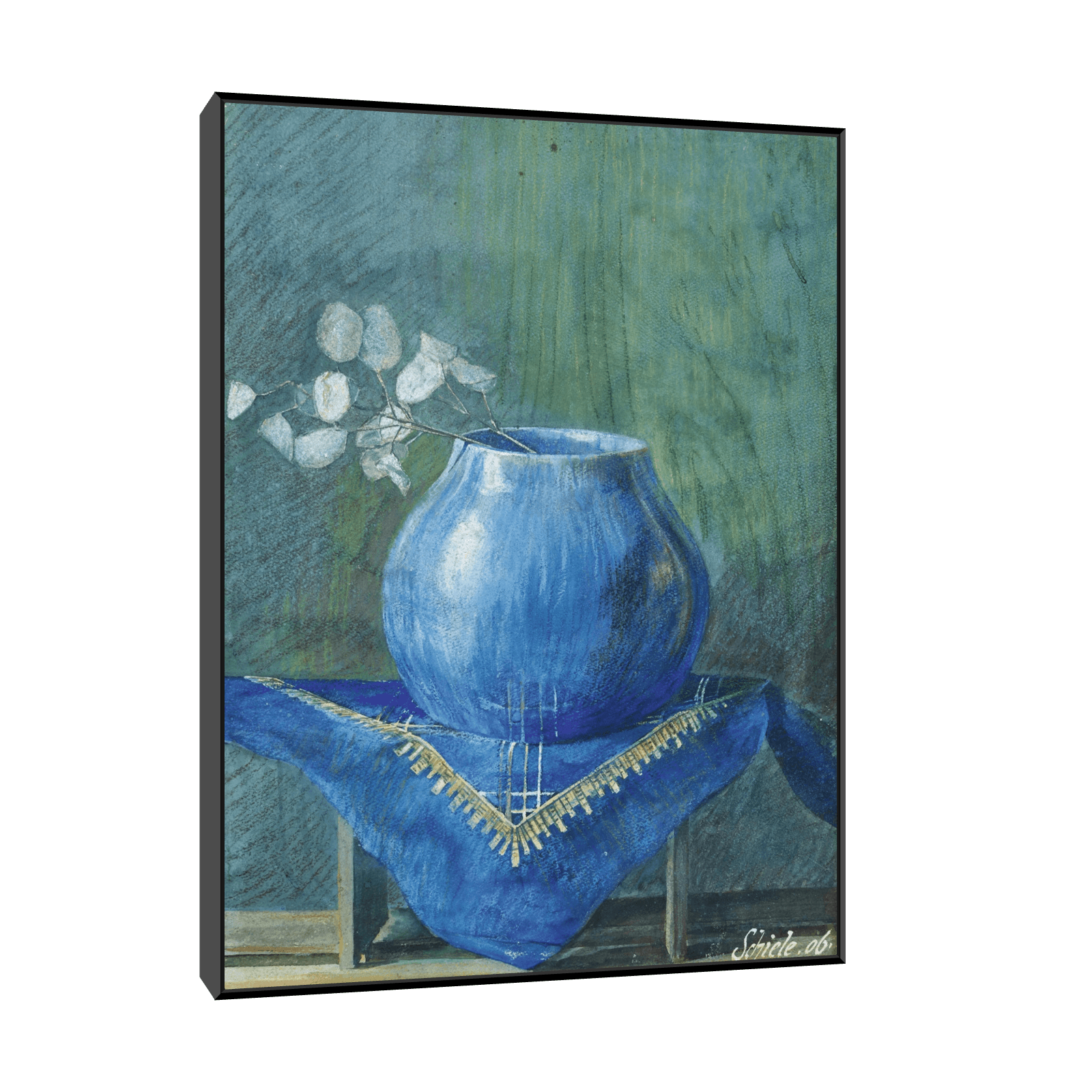 Moneyplant Branch in Blue Vase, Egon Schiele - ArtDeco Canvas