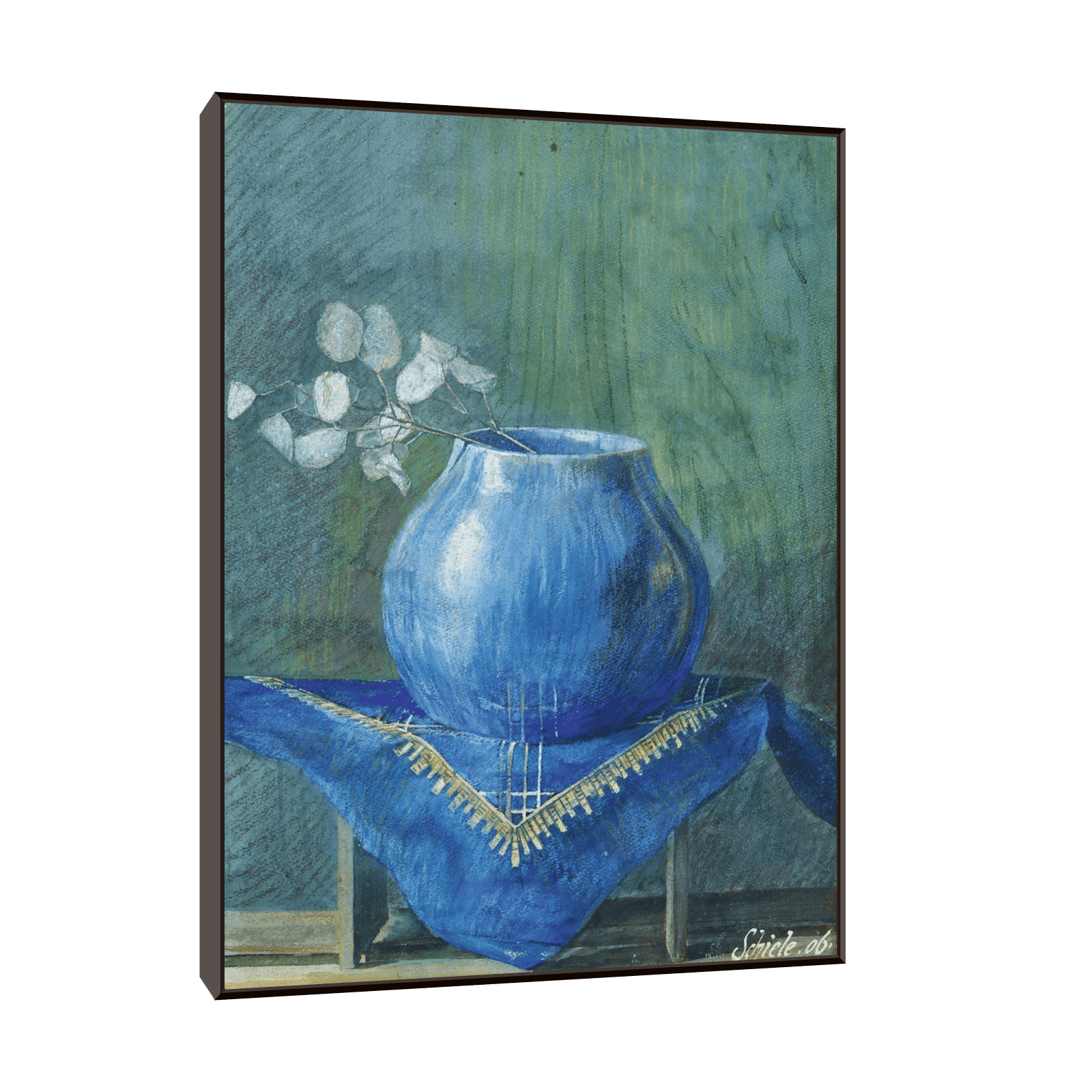 Moneyplant Branch in Blue Vase, Egon Schiele - ArtDeco Canvas