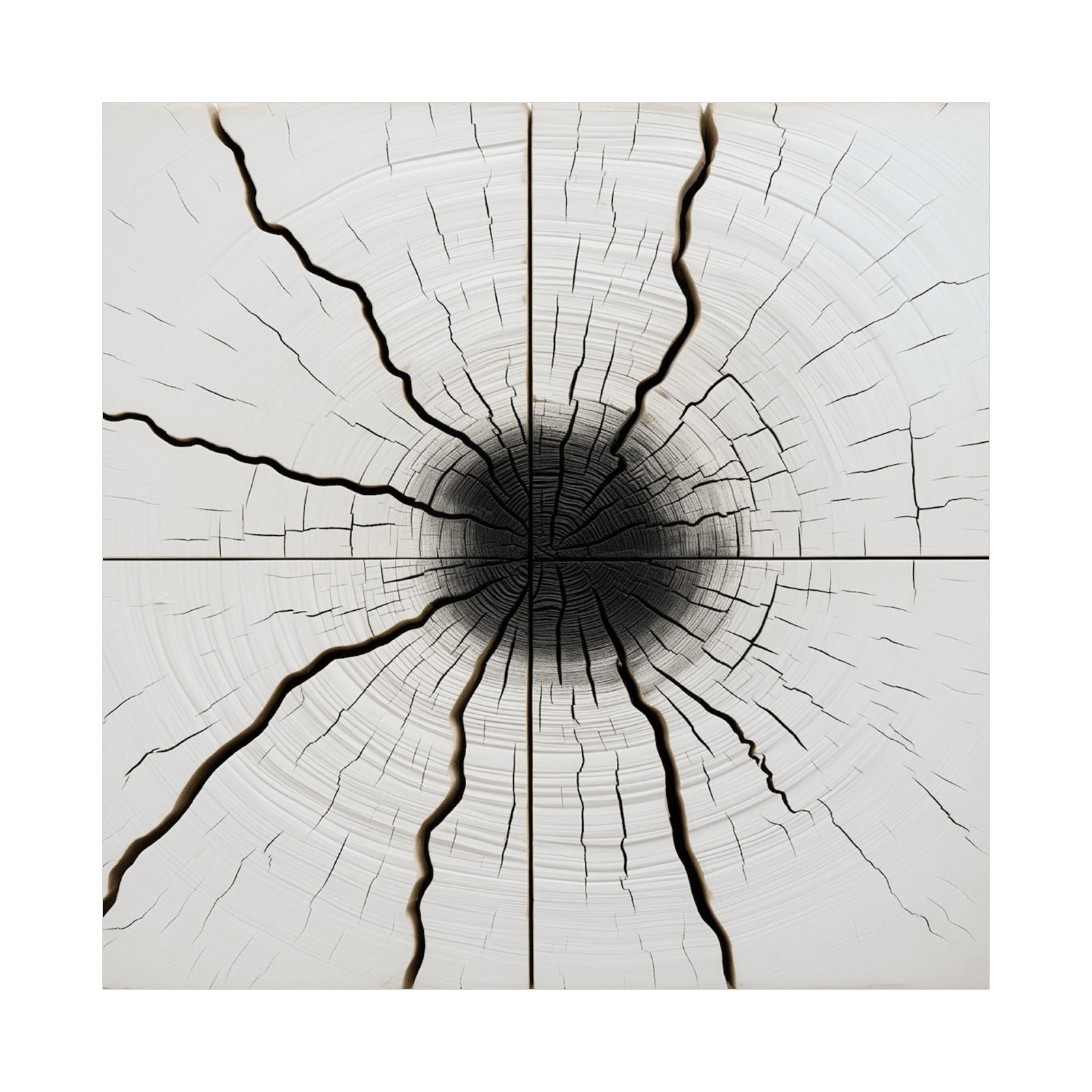 Multi crack log with the burned core - ArtDeco Canvas