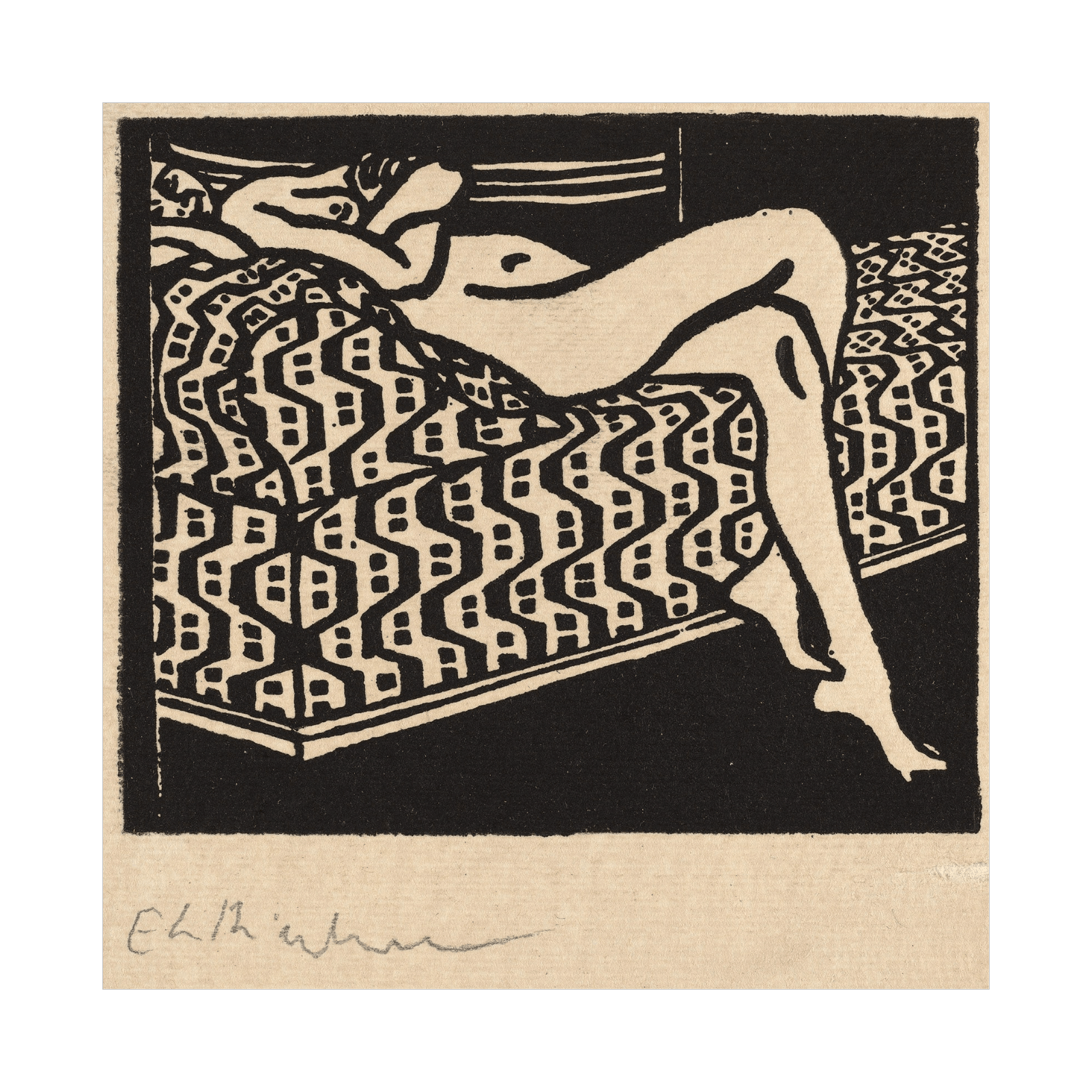 Nude Girl Lying on a Sofa, Ernst Ludwig Kirchner - ArtDeco Canvas