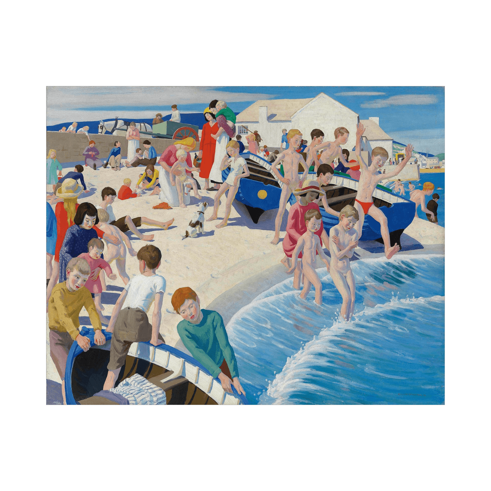 On the beach at Newlyn, Ernest Procter - ArtDeco Canvas