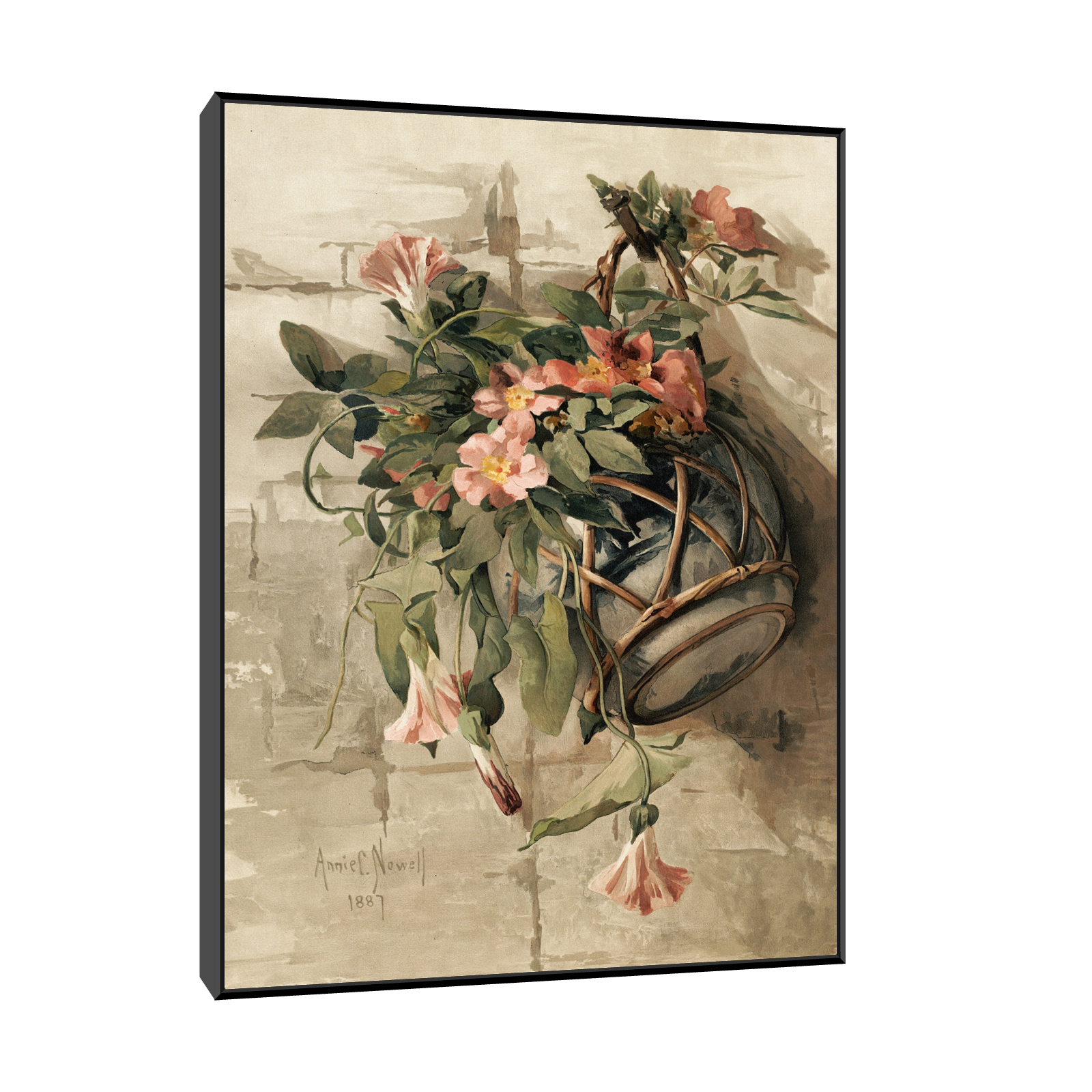 Pink Flowers in Hanging Vase, Annie Nowell