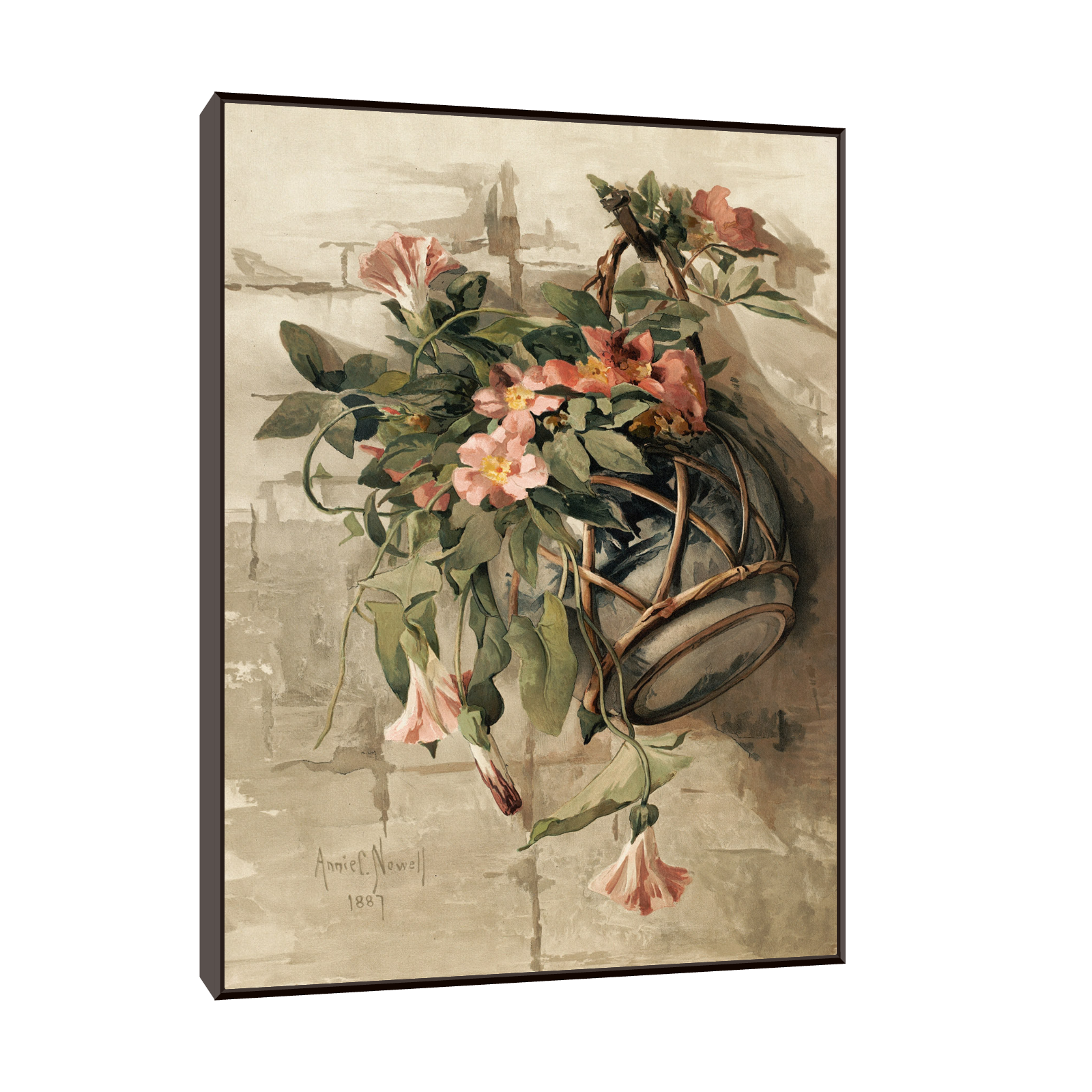 Pink Flowers in Hanging Vase, Annie Nowell