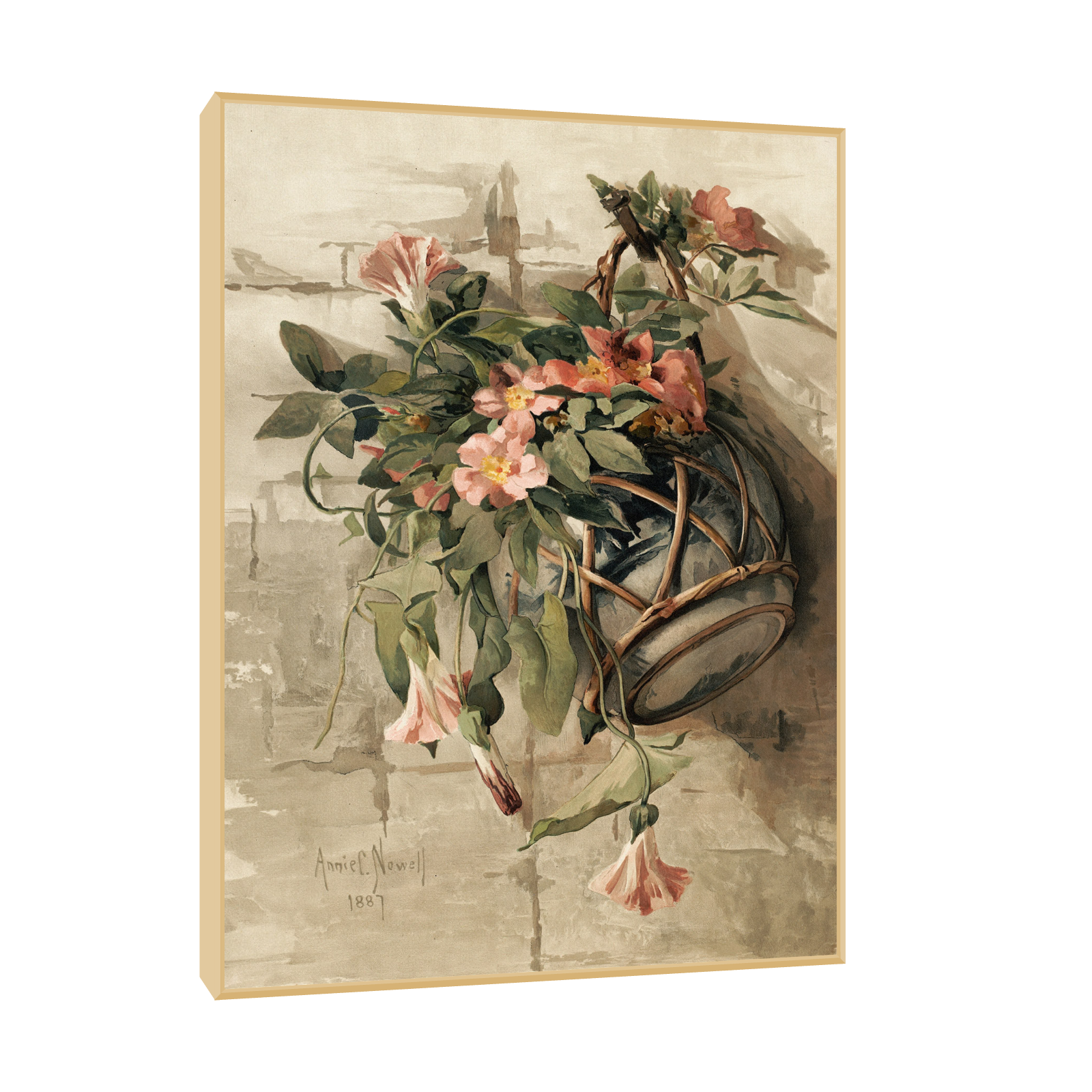 Pink Flowers in Hanging Vase, Annie Nowell