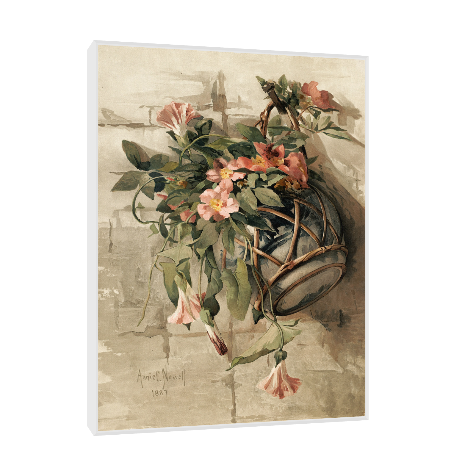 Pink Flowers in Hanging Vase, Annie Nowell