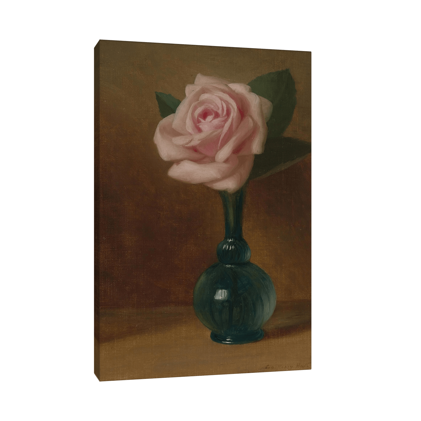 Pink Rose In A Green Vas, George Henry Hall - ArtDeco Canvas