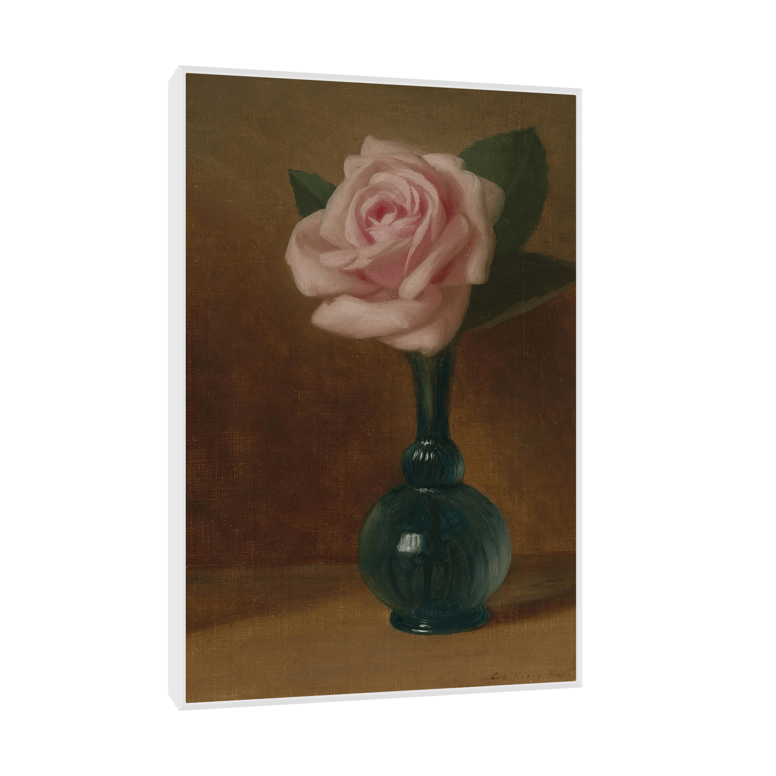 Pink Rose In A Green Vas, George Henry Hall - ArtDeco Canvas