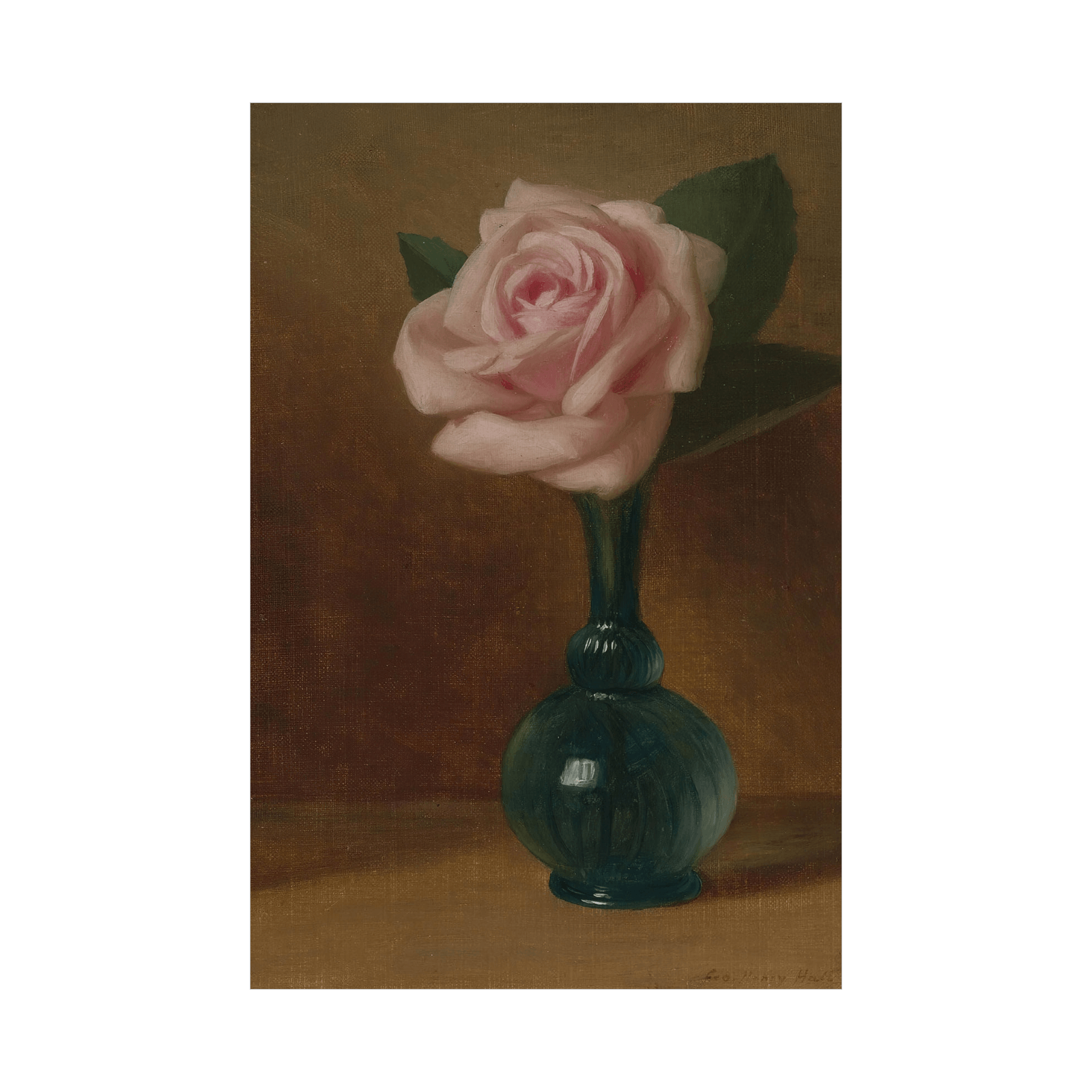 Pink Rose In A Green Vas, George Henry Hall - ArtDeco Canvas