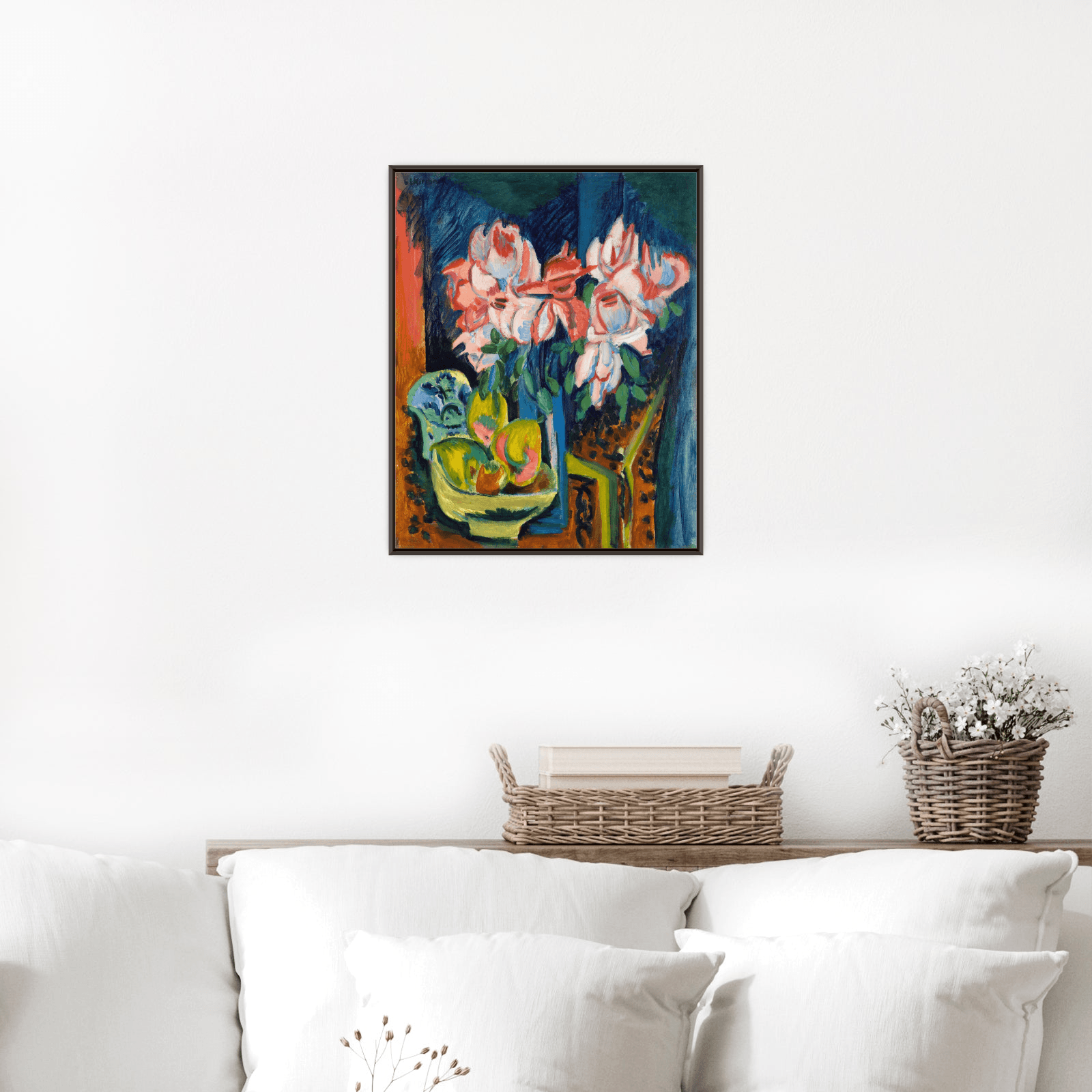 Pink Roses, Ernst Ludwig Kirchner - ArtDeco Canvas