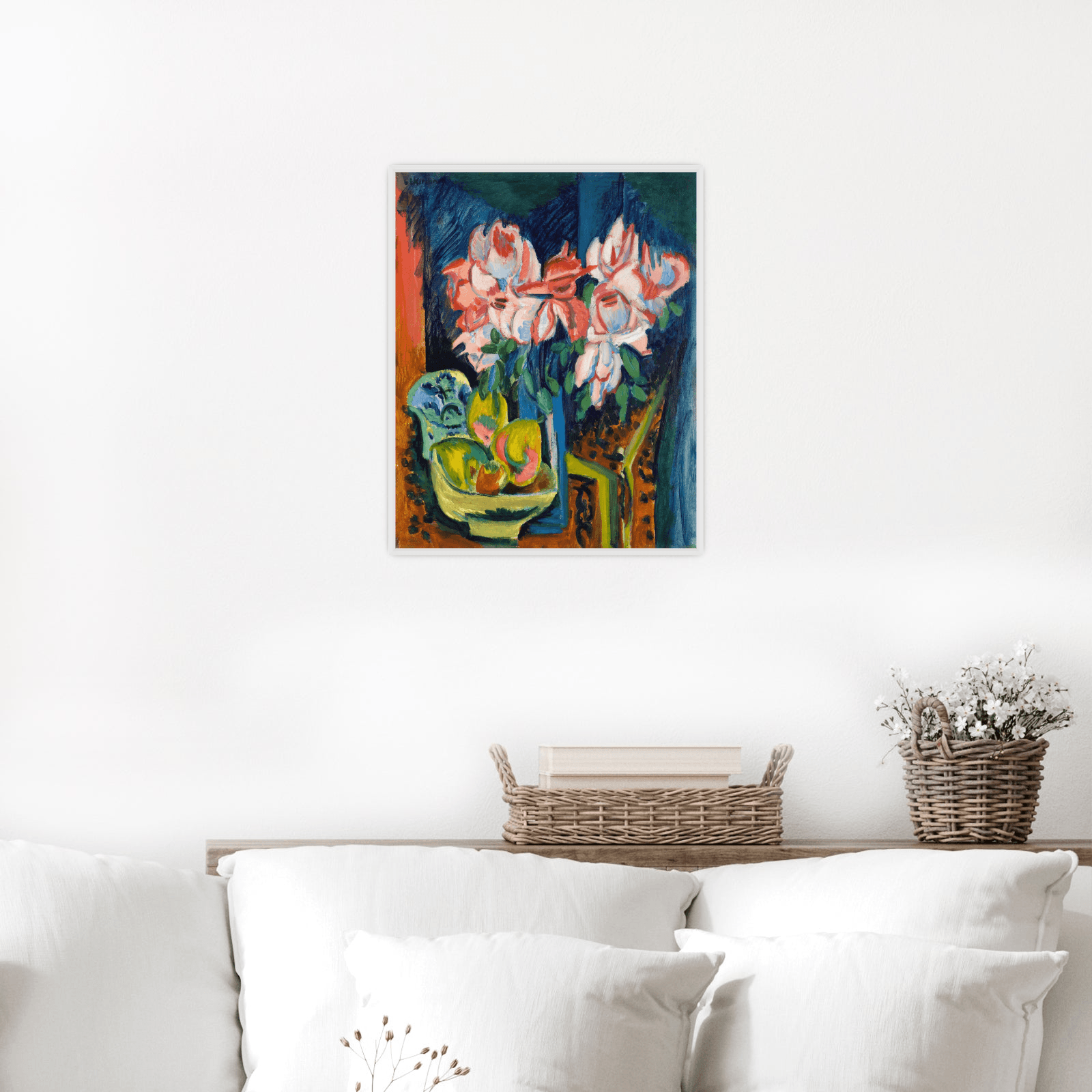 Pink Roses, Ernst Ludwig Kirchner - ArtDeco Canvas