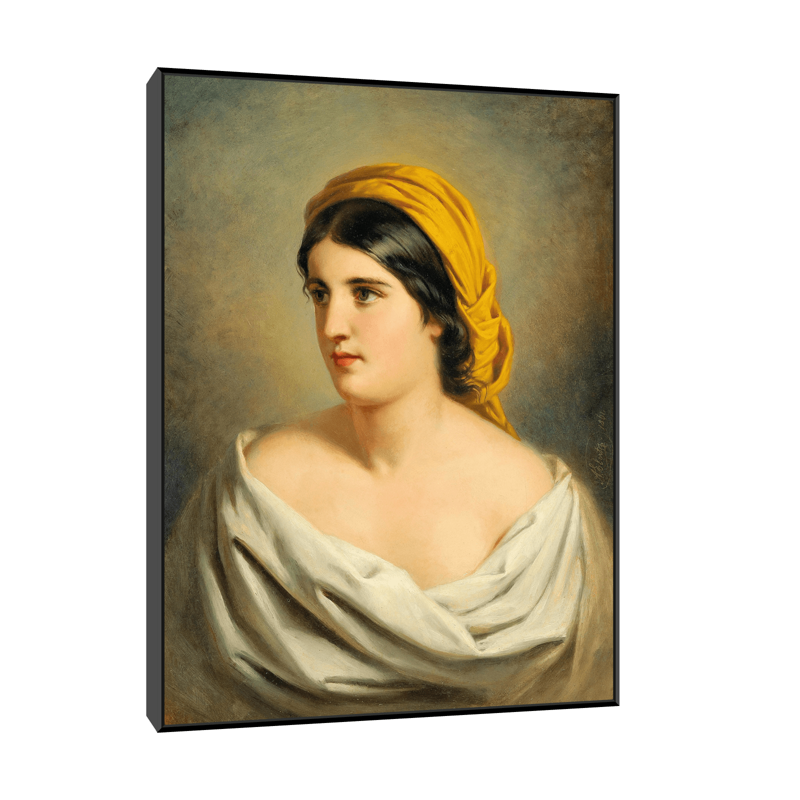 Portrait of a Woman with Yellow Headscarf, Anton Ebert - ArtDeco Canvas