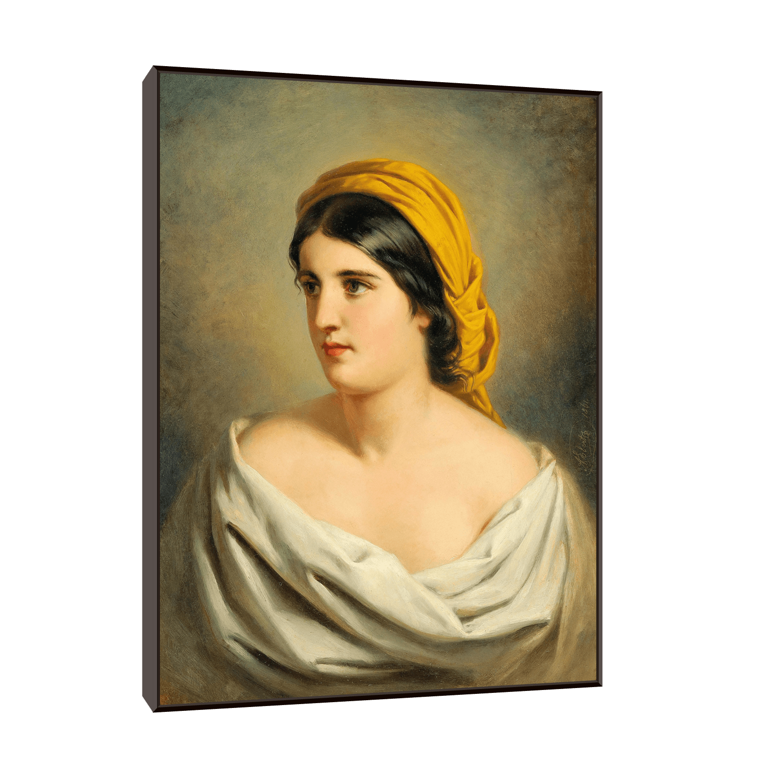 Portrait of a Woman with Yellow Headscarf, Anton Ebert - ArtDeco Canvas