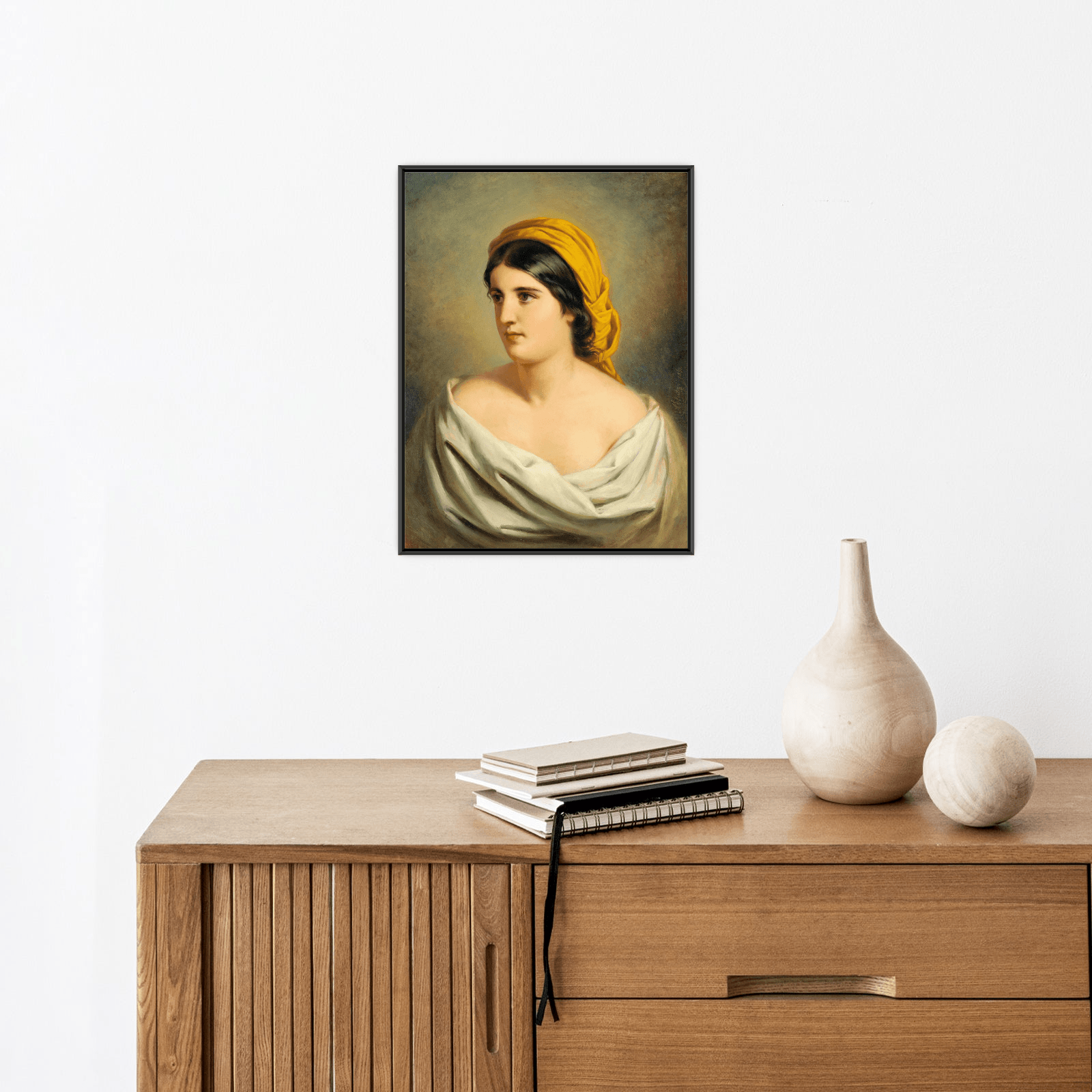 Portrait of a Woman with Yellow Headscarf, Anton Ebert - ArtDeco Canvas