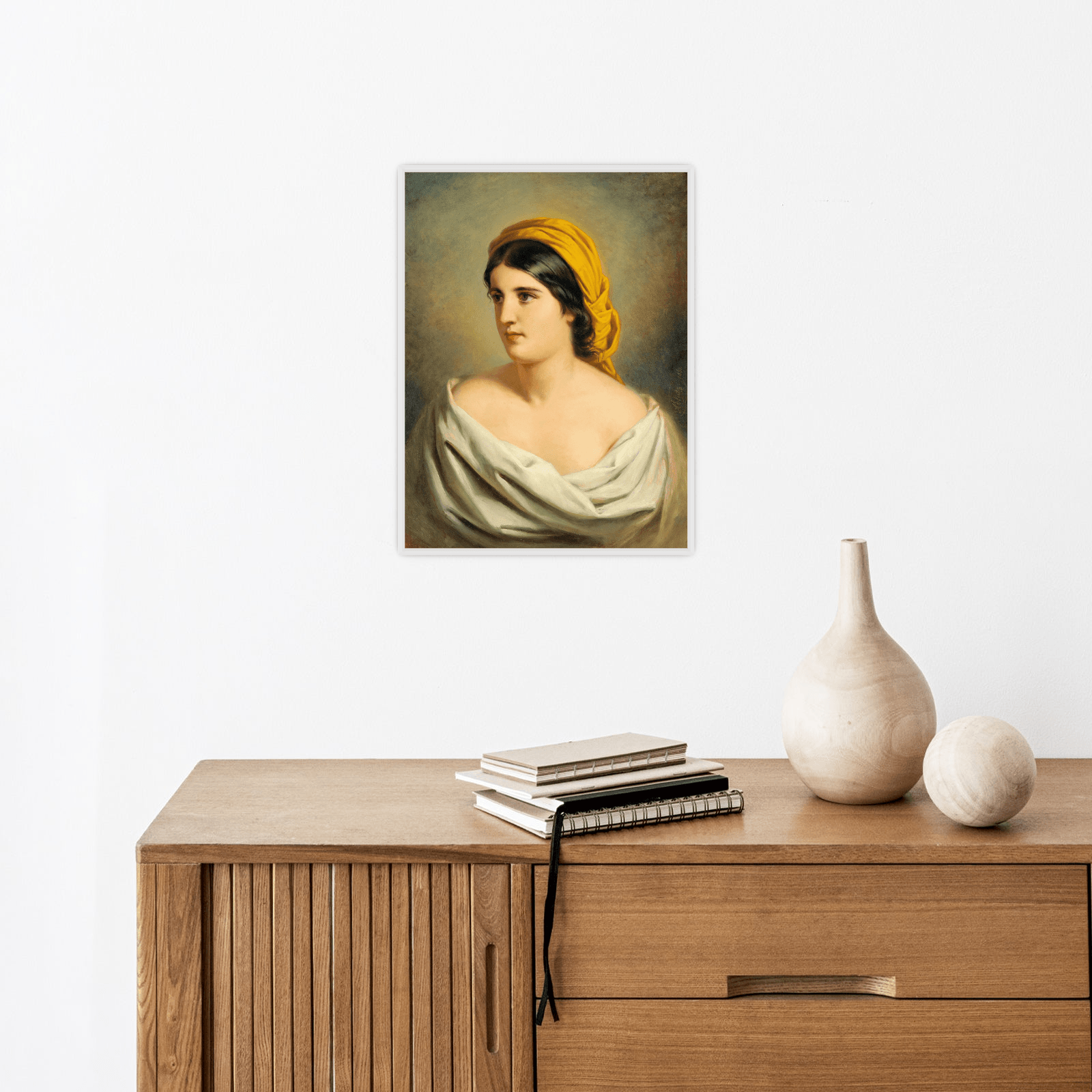 Portrait of a Woman with Yellow Headscarf, Anton Ebert - ArtDeco Canvas