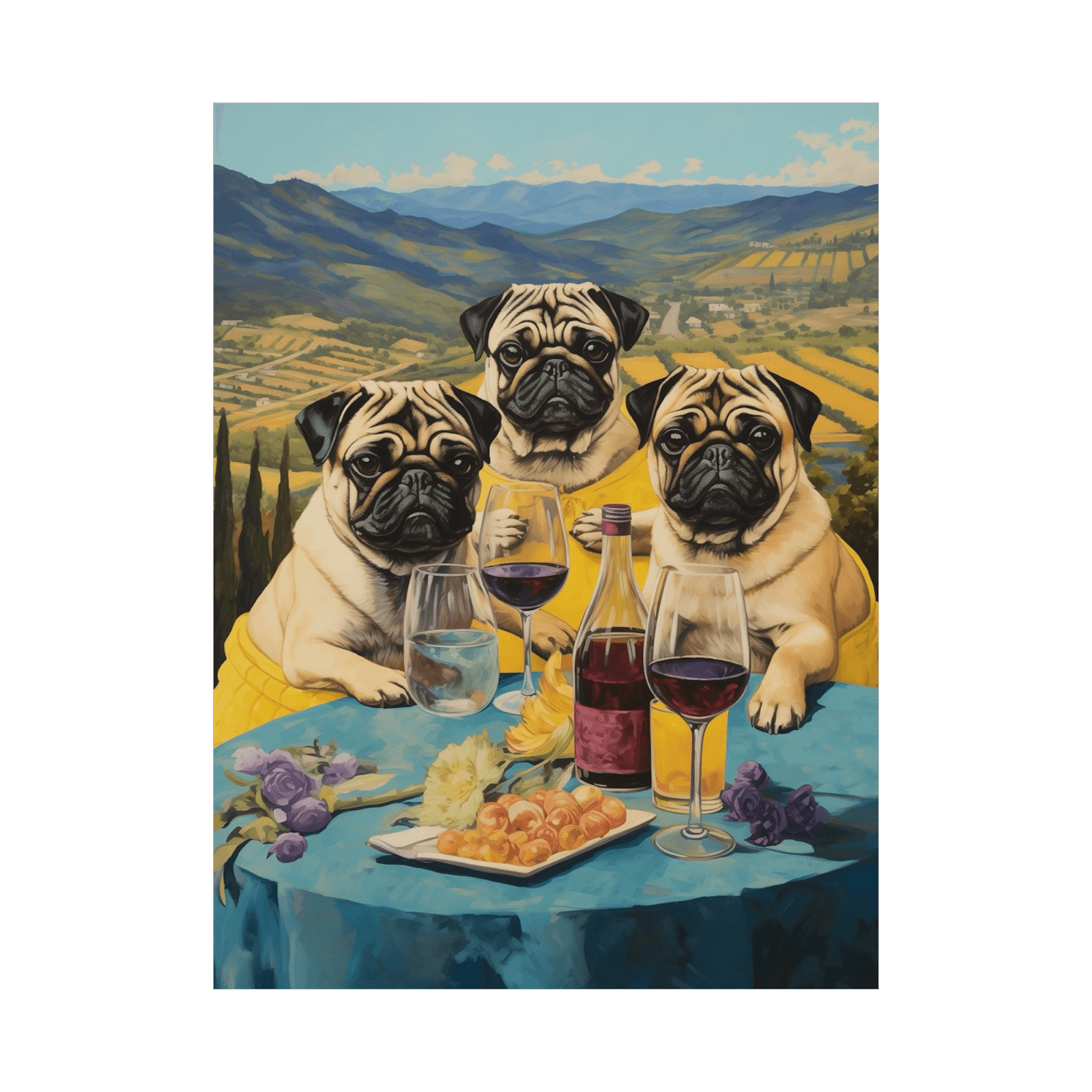 Pugs, the gang - ArtDeco Canvas