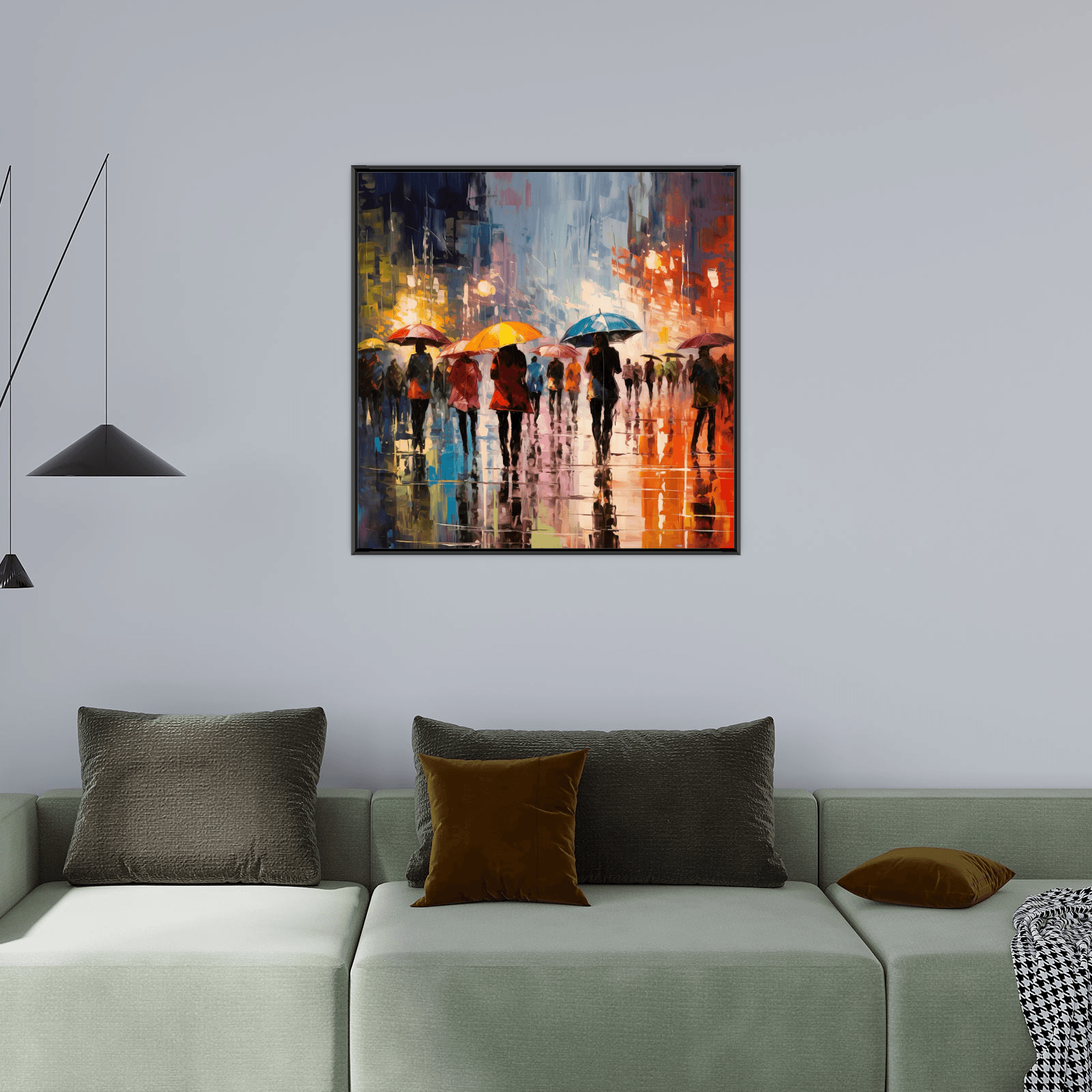 Rainy day in a busy street - ArtDeco Canvas